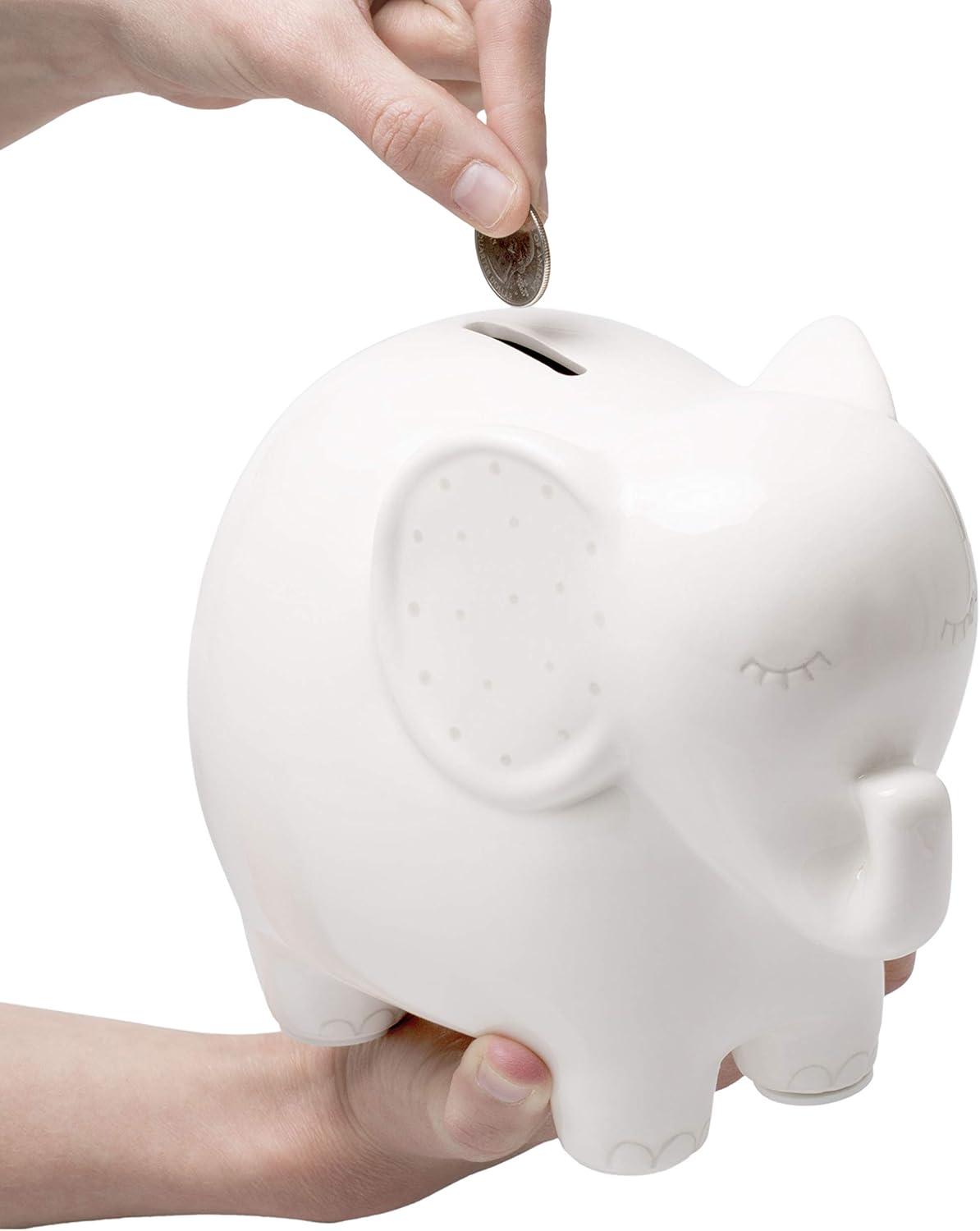 Pearhead Ceramic Elephant Bank - White