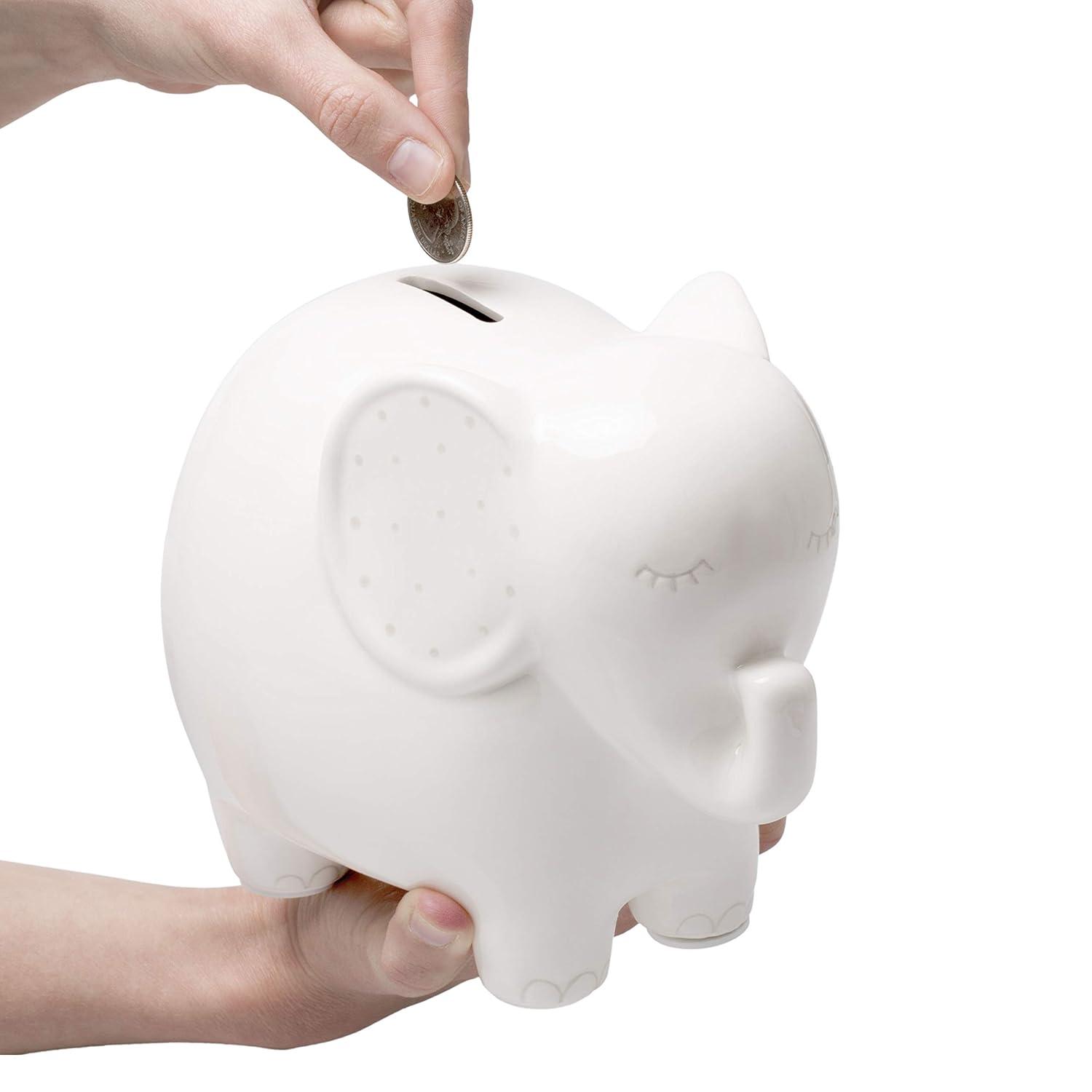 Pearhead Ceramic Elephant Bank - White