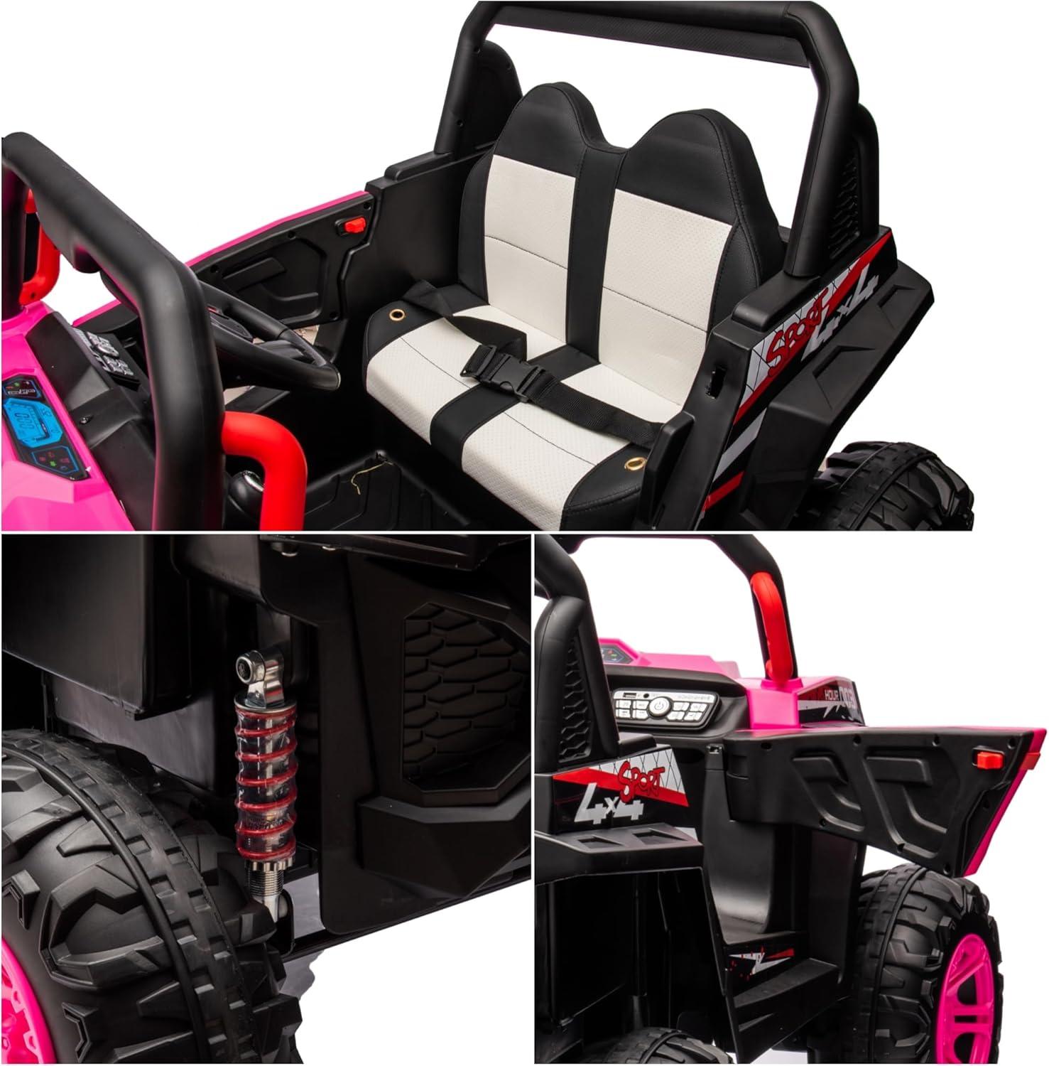 24V Pink 2-Seater Off-Road UTV Ride-On Car with Remote Control