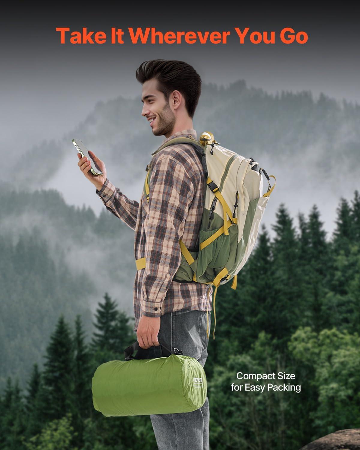 VEVOR Camping Blanket, Large Warm Wearable Stadium Blanket, Waterproof & Windproof, Polyester Fleece, Flame Retardant, 79" x 59", Army Green