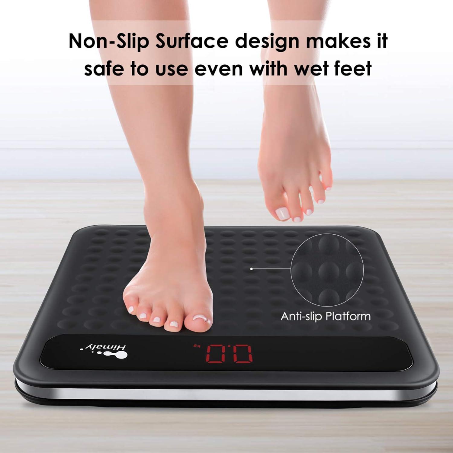 Black Digital Body Weight Bathroom Scale with Non-Slip Platform