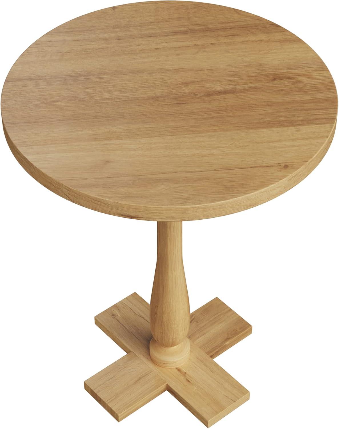 Side Table - Mango Wood Pedestal Table with White Distressing for Couch, Loveseat, Entryway, or Bed - Farmhouse Living Room Furniture by Lavish Home