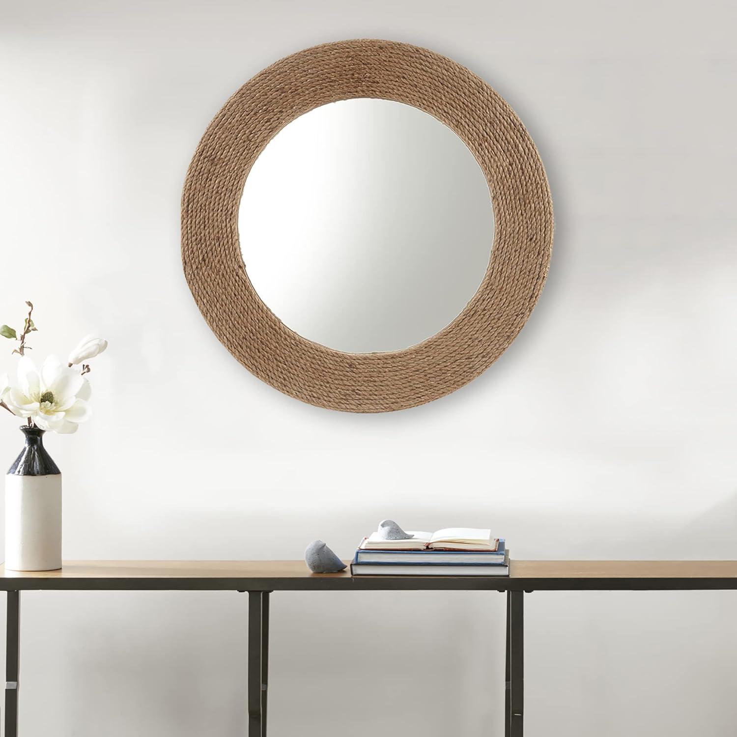 Campisano Natural Jute Rope Round Wall Mirror 26"