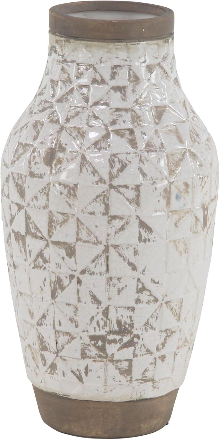 DecMode 16" White Ceramic Vase