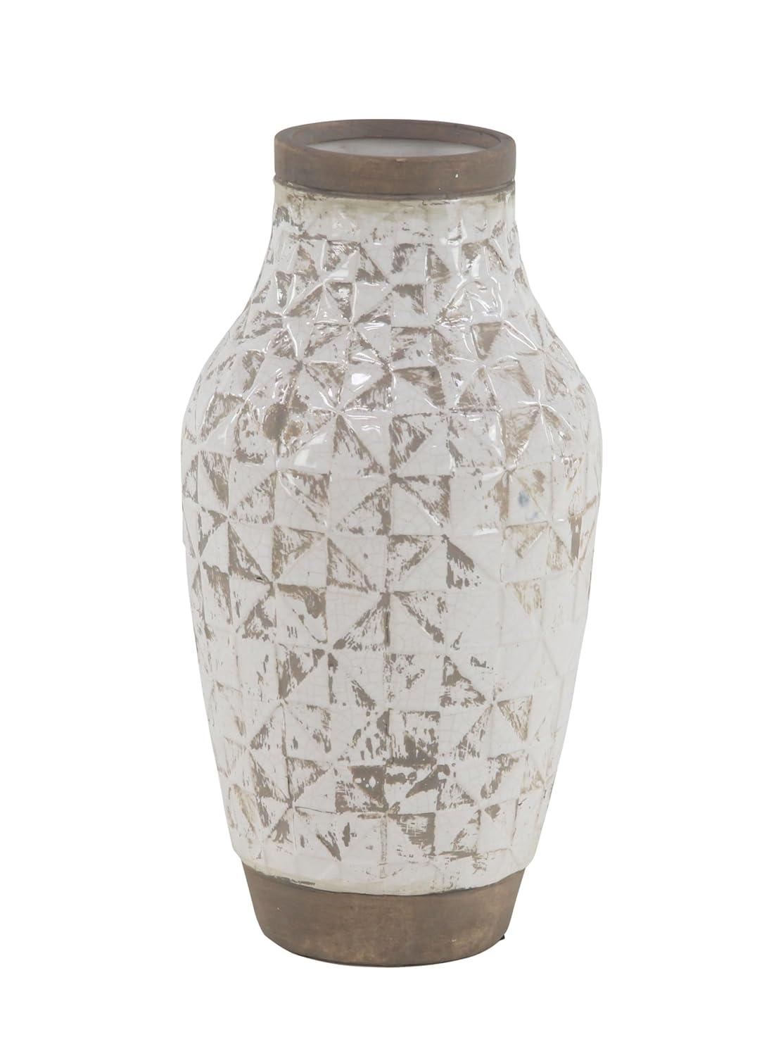 DecMode 16" White Ceramic Vase