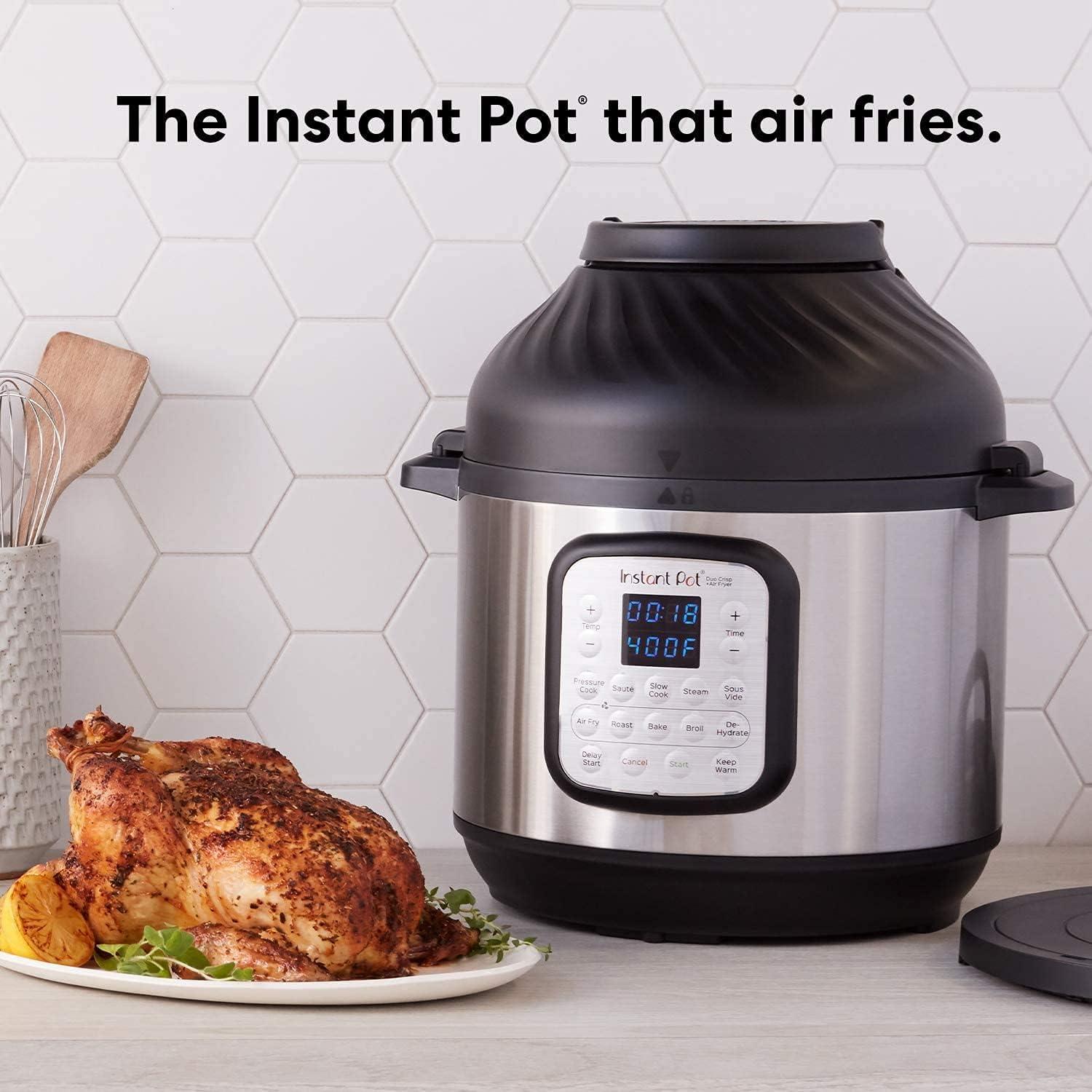 Instant Pot 6qt Crisp Pressure Cooker Air Fryer - Silver: Stainless Steel, Reheat, Air Fry, Saute, Automatic Shut-Off