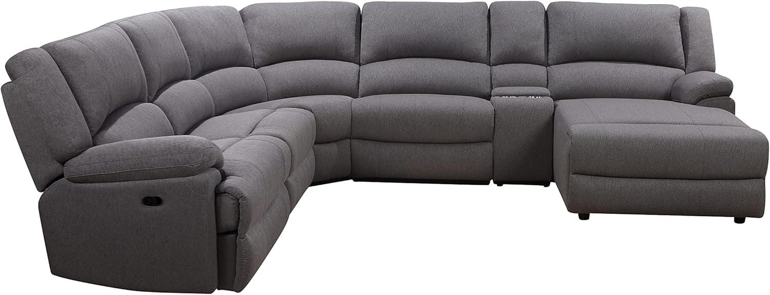 Gray Fabric Six-Piece Reclining Sectional with Cup Holders