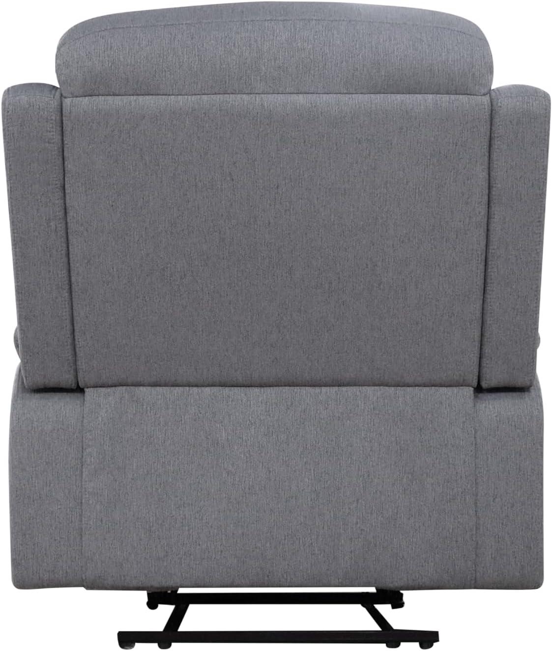 Gray Stain-Resistant Fabric Recliner with Wood Frame