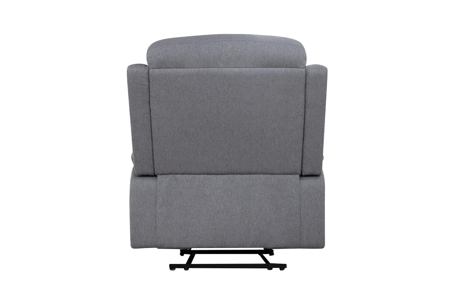 Gray Stain-Resistant Fabric Recliner with Wood Frame