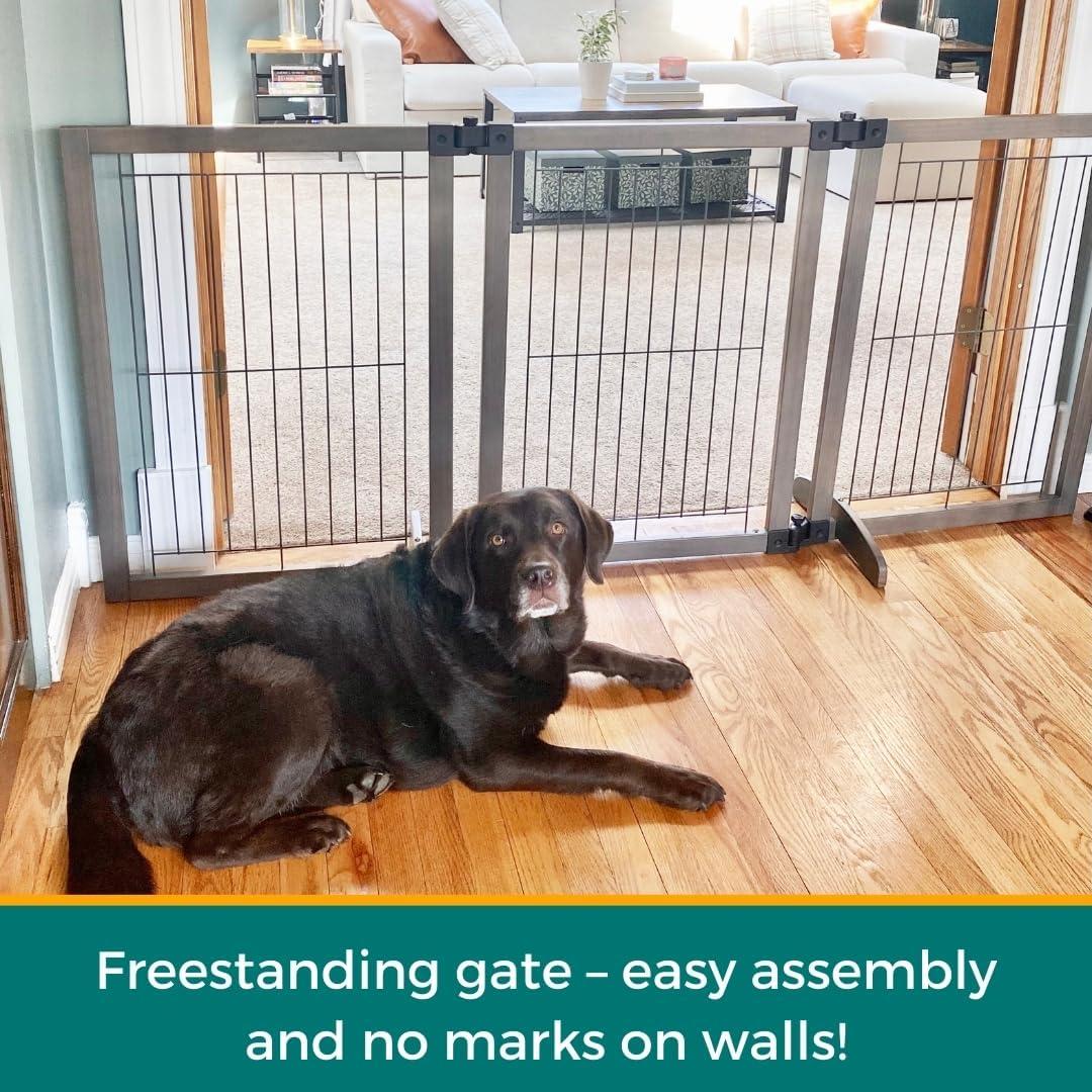 Extra-Wide Freestanding Metal Pet Gate with Versa-Lock