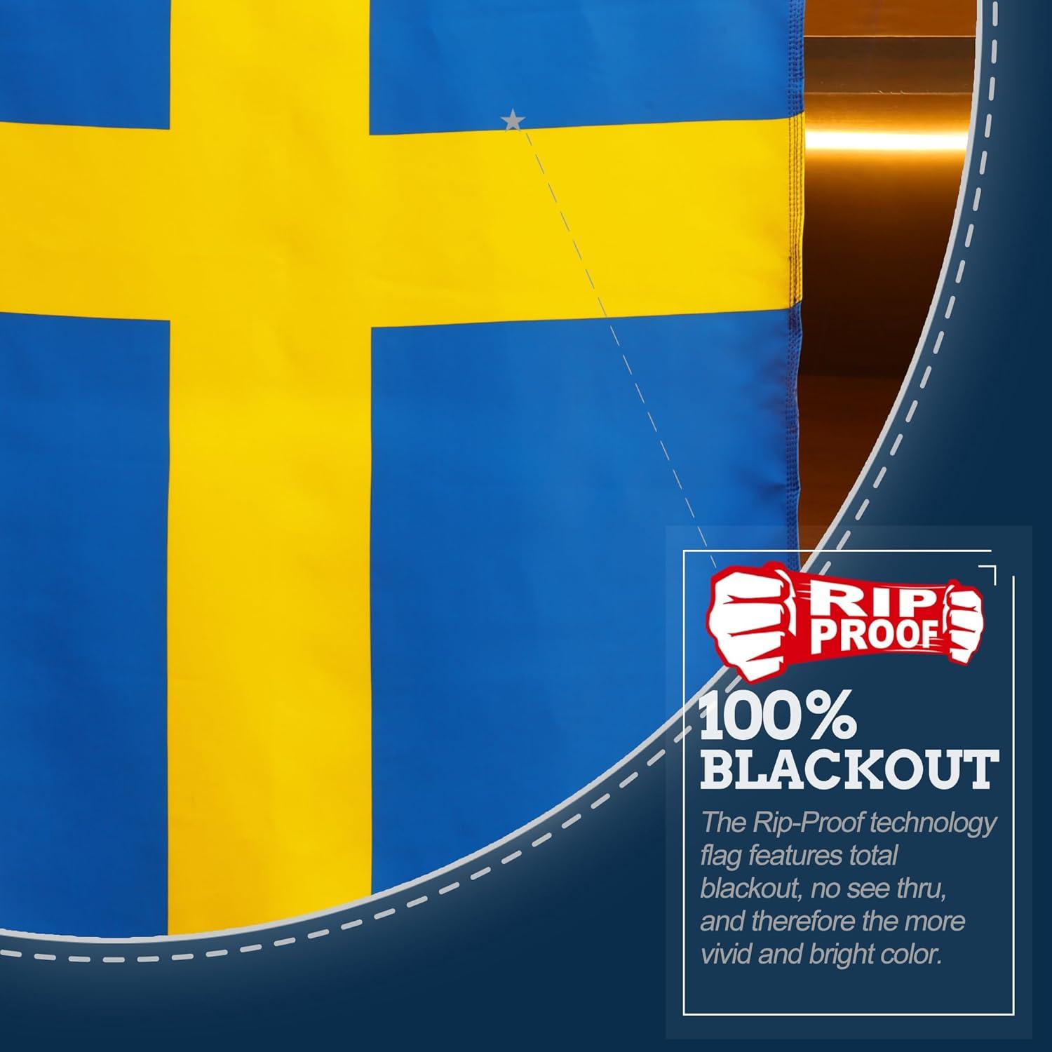 Rip-Proof Double Sided 3-Ply Sweden Flag 3x5 Foot