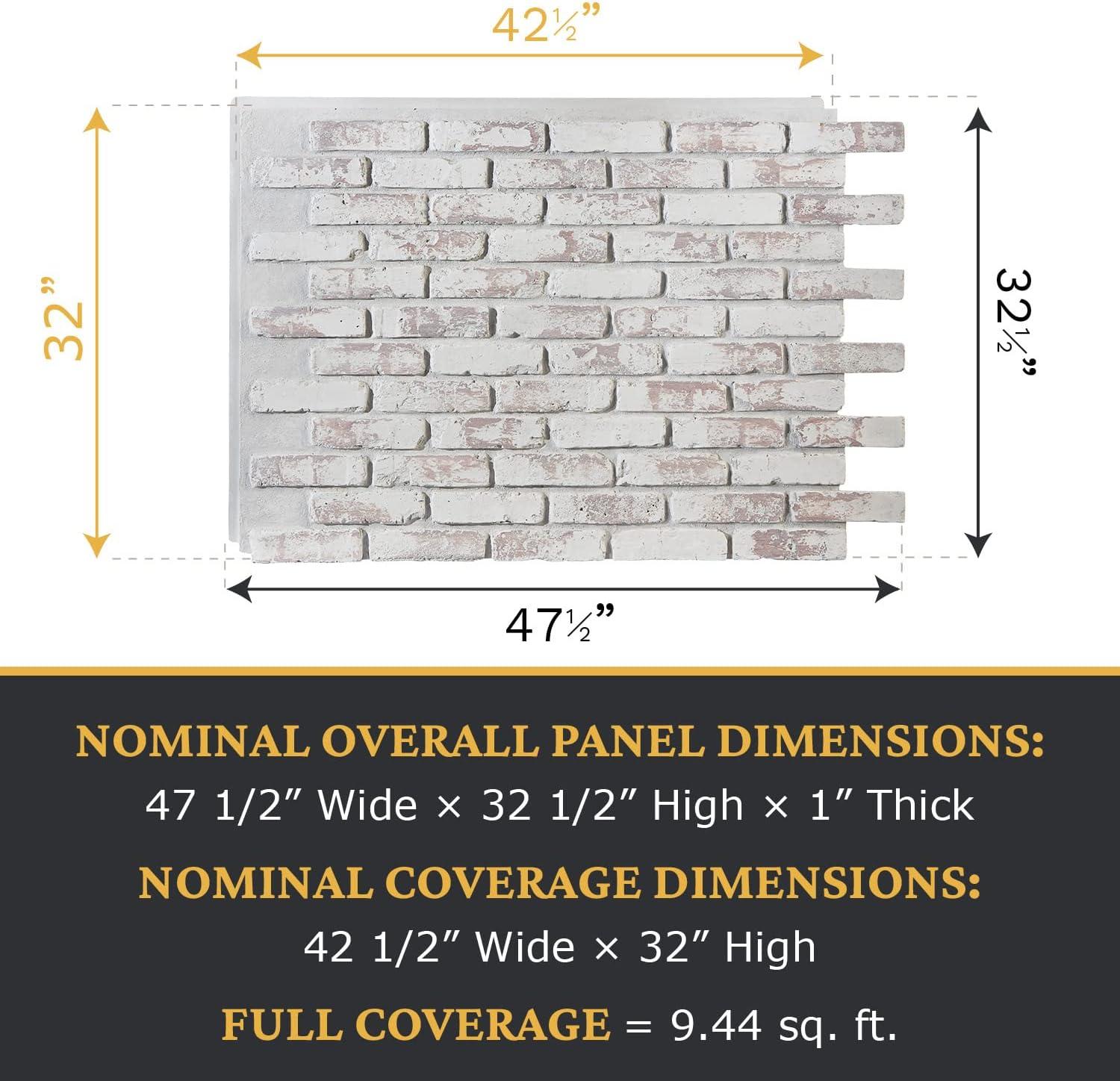 AZ Faux Brick 3D Textured Wall Panel Sample | Old Medford | 8"wide x 8"high Sample Size | Whitewash