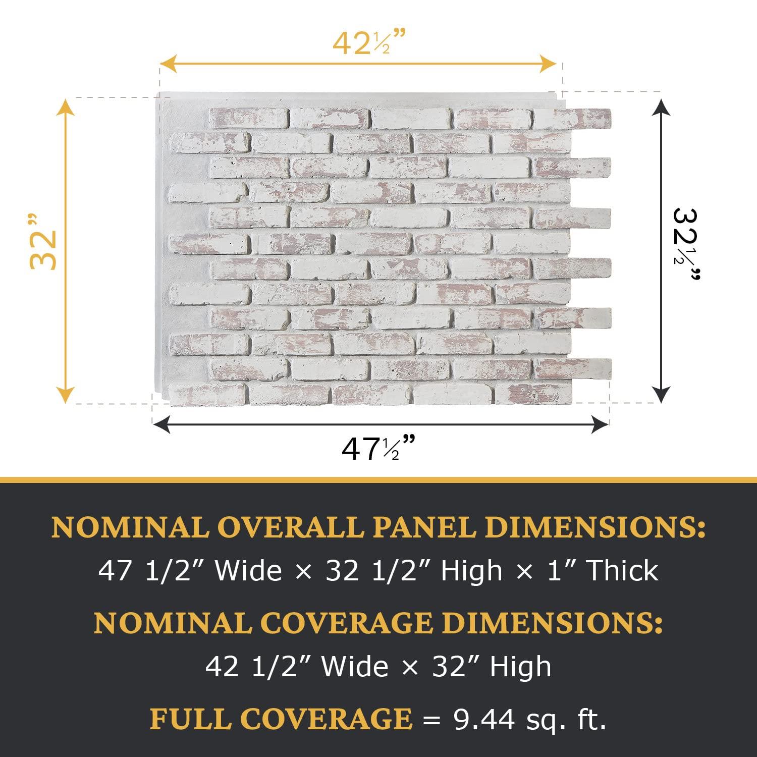 AZ Faux Brick 3D Textured Wall Panel Sample | Old Medford | 8"wide x 8"high Sample Size | Whitewash