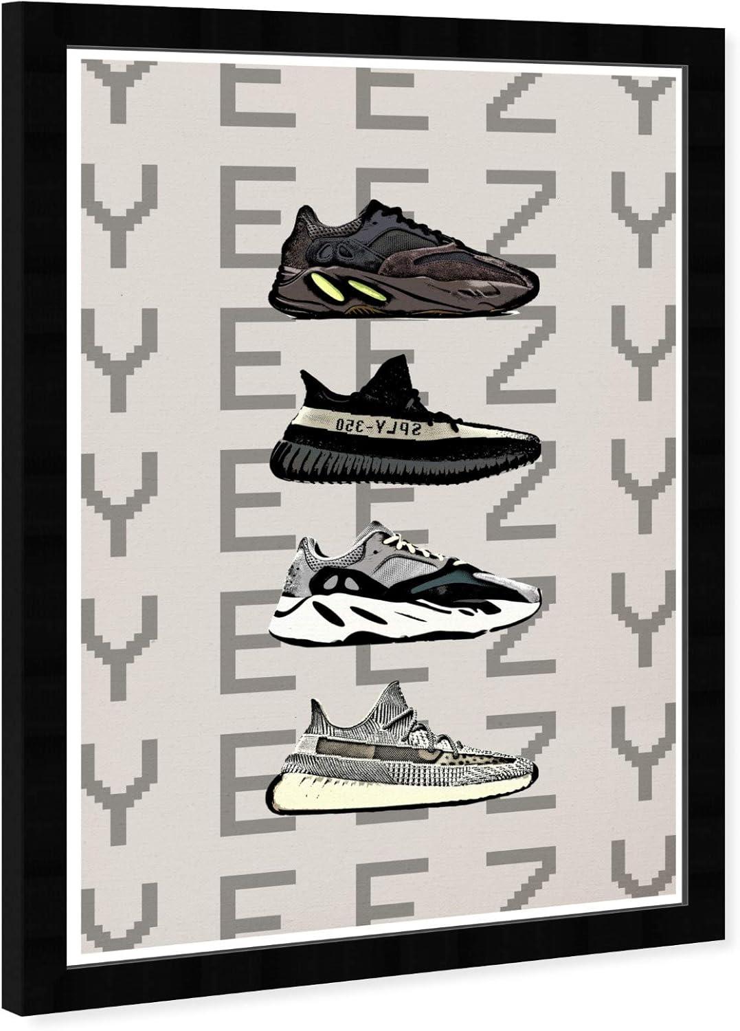 Gray and Black Hypebeast Sneakers Framed Wall Art