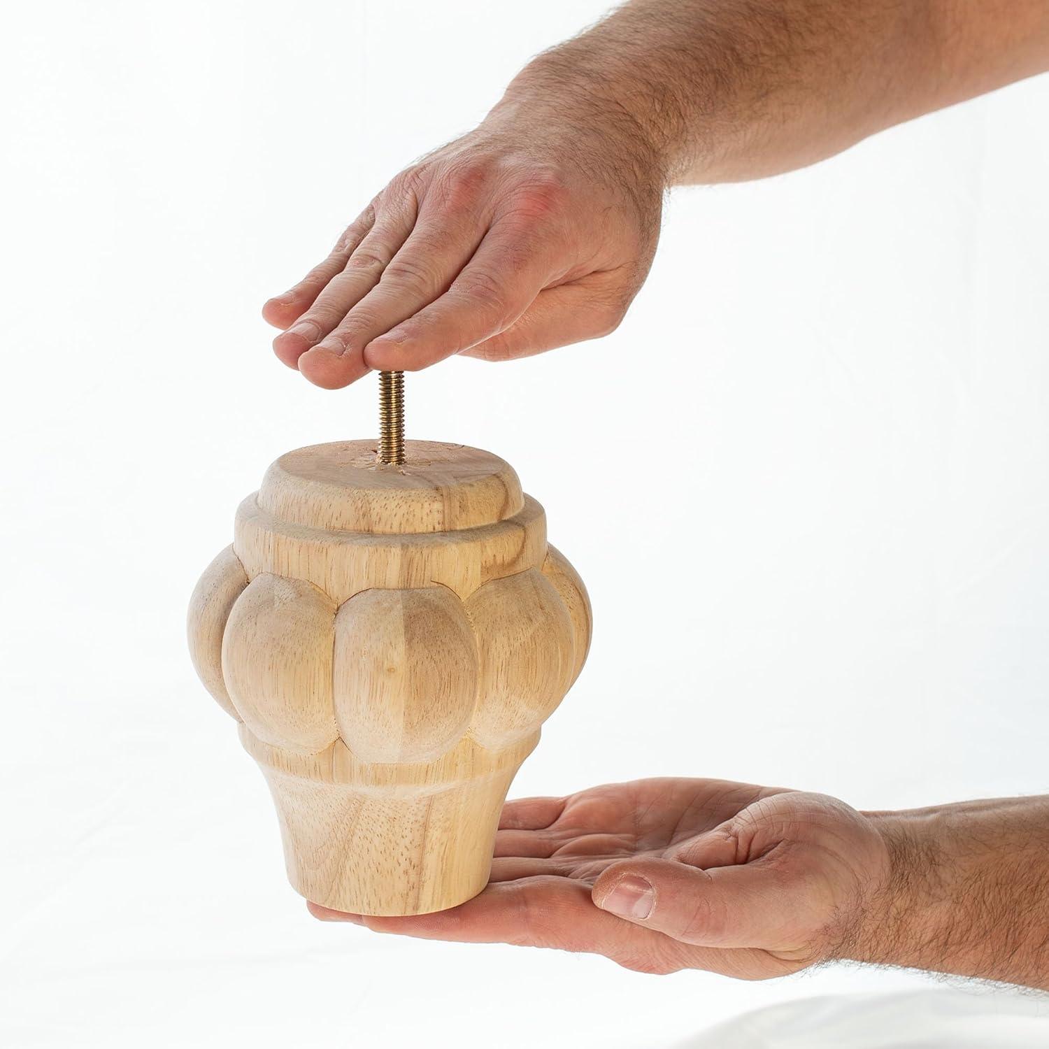 Architectural Products by Outwater L.L.C. 5 in x 4-1/2 in Unfinished Solid Hardwood Round Sofa Leg (Set of 4)