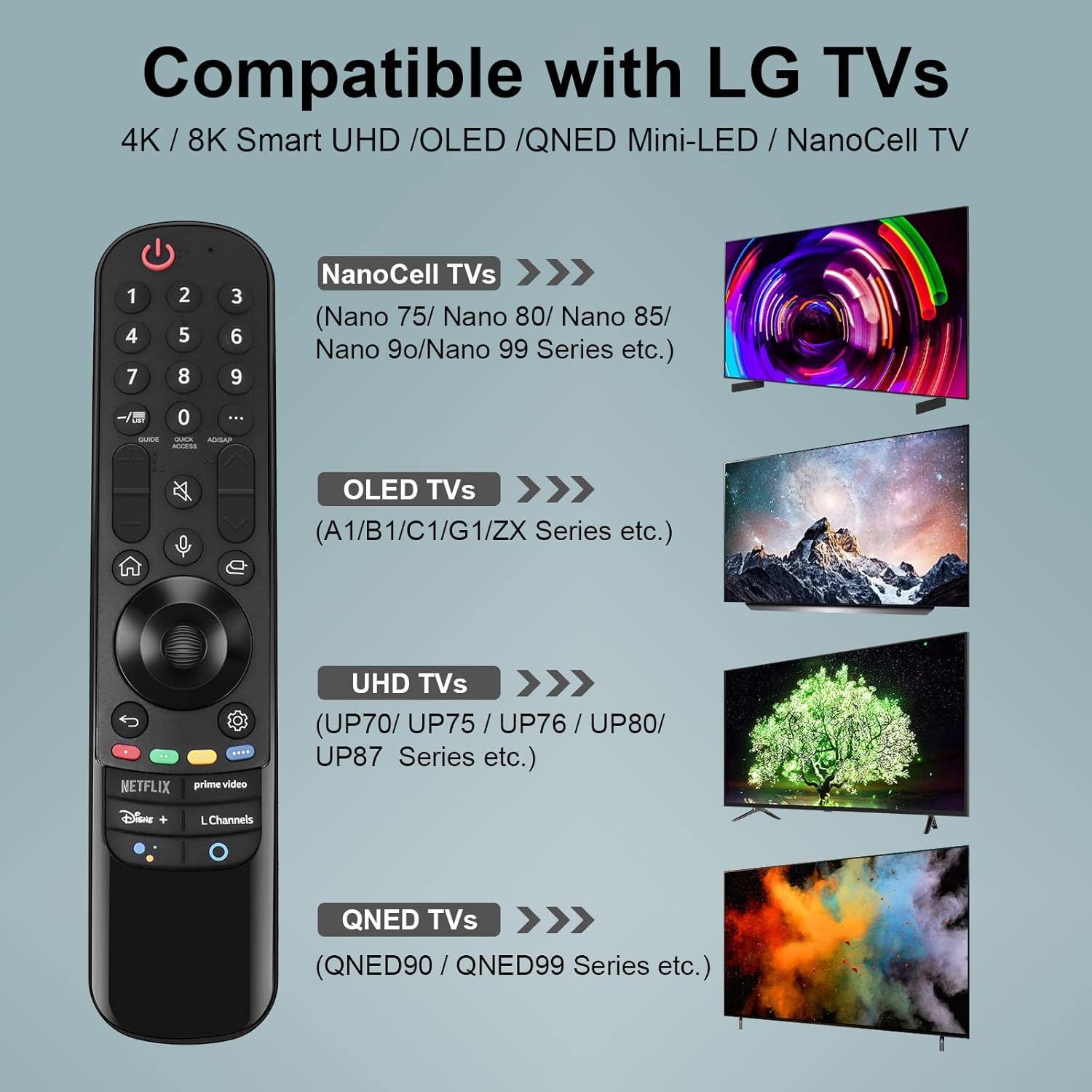 Black Voice Remote Control for LG Smart TV with Pointer and Voice Function