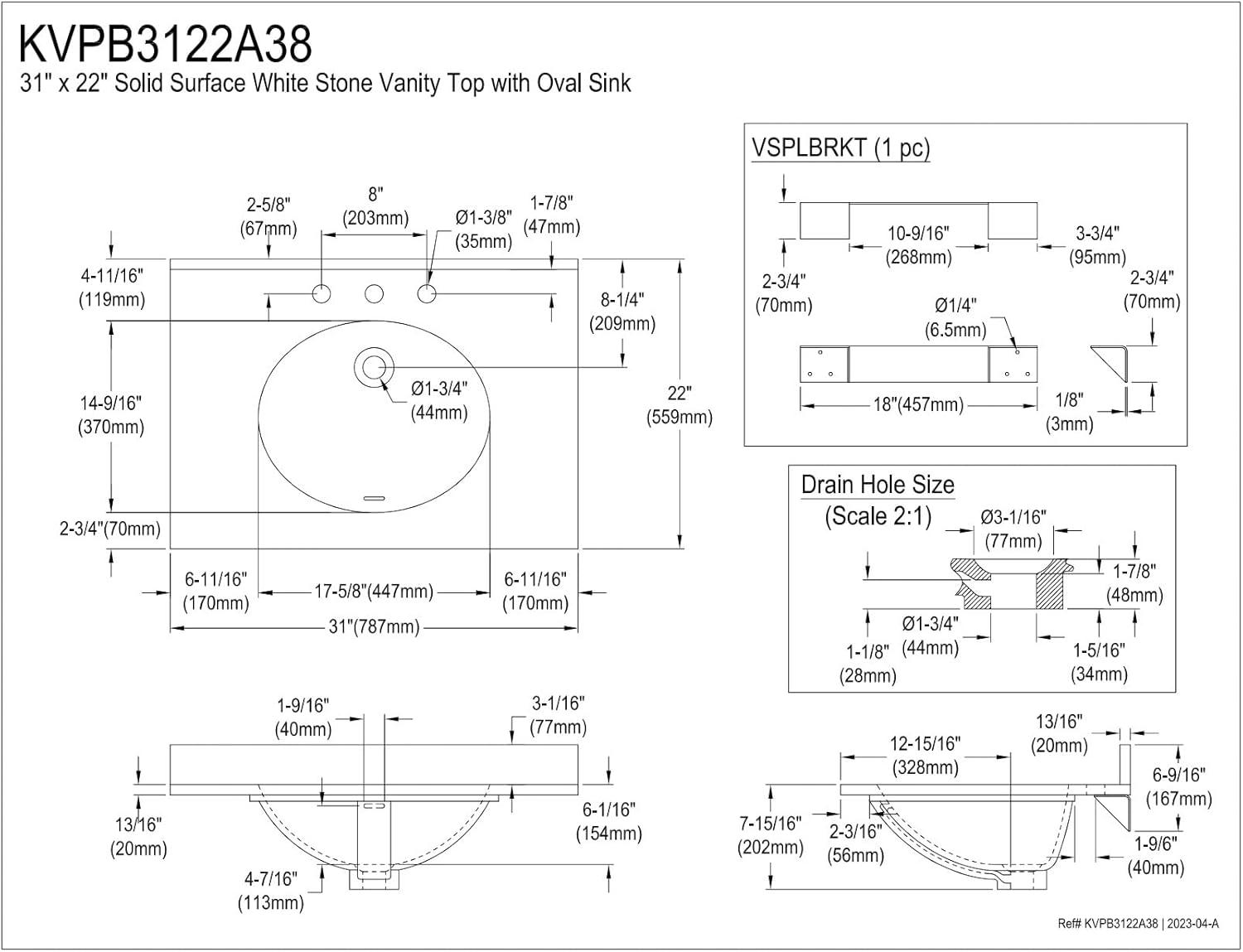 Glossy White Stone 31-Inch Vanity Top with Integrated Sink