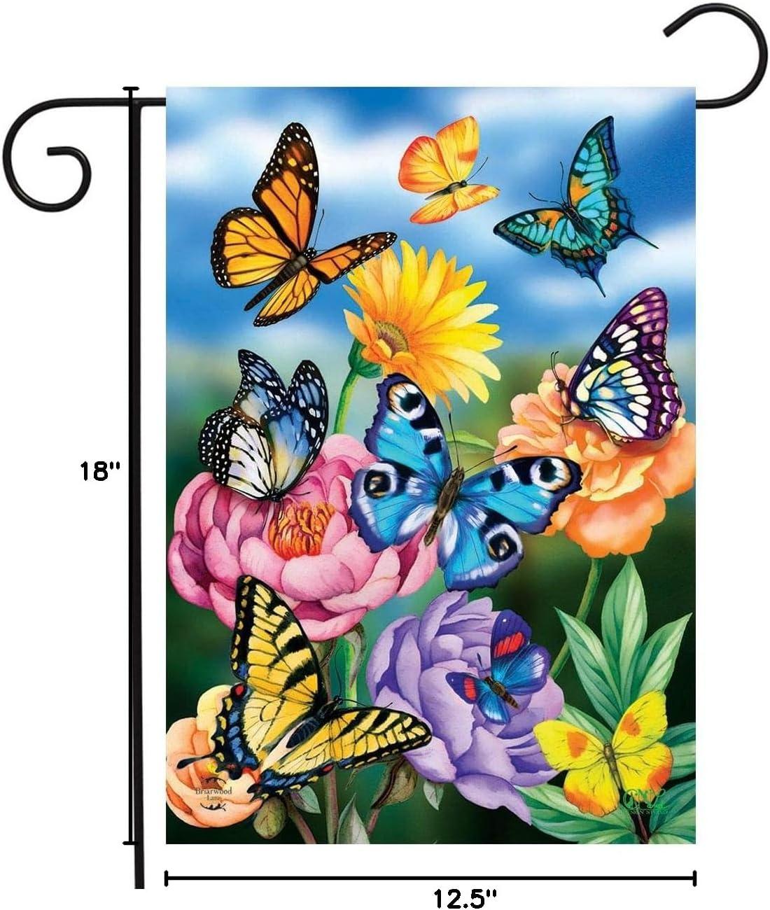 Butterflies InThe Garden Spring Garden Flag Floral Butterfly 18" x 12.5" Briarwood Lane