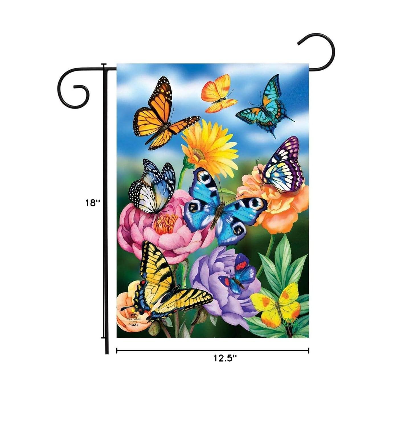 Briarwood Lane Garden Flag 12x18 For Outdoor Butterflies in the Garden Spring For Spring Garden Flag Flags For Outside