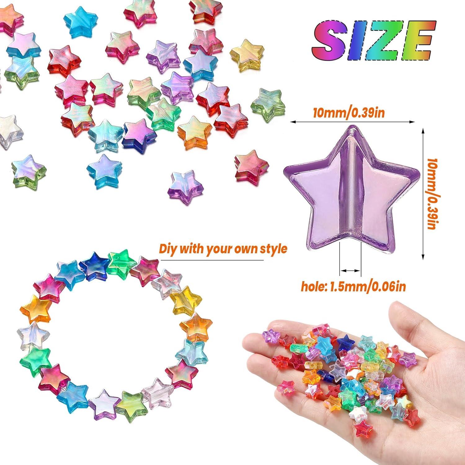 St. Kunkka 600 Pcs Acrylic Star Beads for Jewelry Making Craft DIY - 12 Mixed Colors, Clear Acrylic AB Colors Star Spacer Beads for DIY Bracelet, Necklace, Earrings