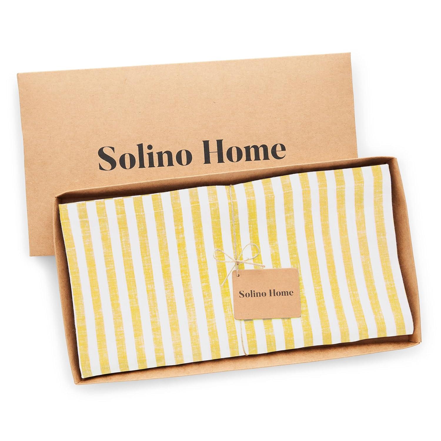 Solino Home Amalfi Stripe - 100% Pure Linen Tablecloth