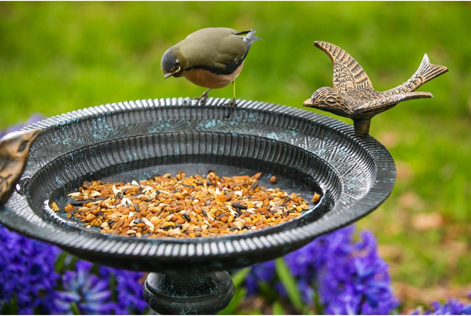 Evergreen Hummingbird Bird Baths for Outdoors Heavy Duty | Metal Bird Bath Bowl with Stand | Ground Standing Bird Bath and Feeder for Garden Yard Deck