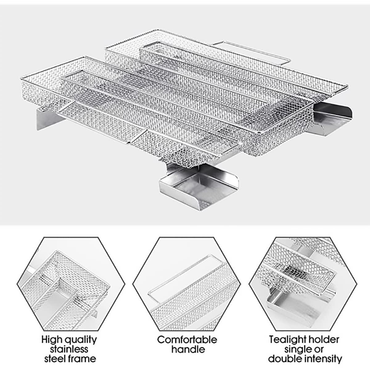 Cold Smoke Generator, Pellet Smoker Tray Box for BBQ Grill 8.9 x 6.9 Inch, Ideal for Smoking Cheese, Fish, Pork, Salmon, Stainless Steel Grill Cooking Tools Accessories (Rectangle)