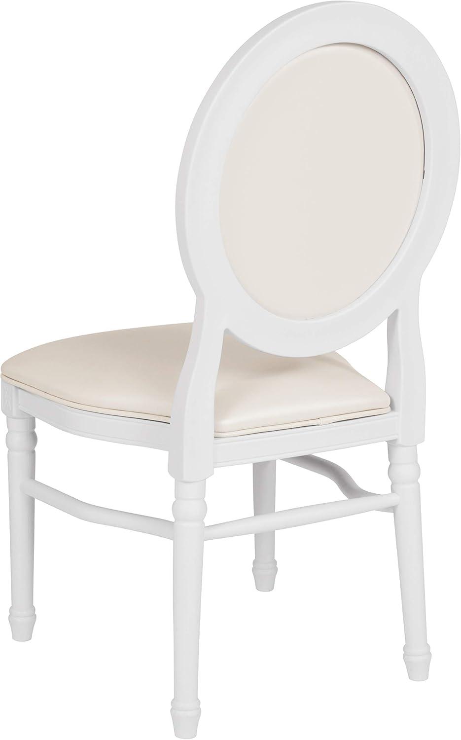 Elegant White Vinyl Upholstered King Louis Side Chair