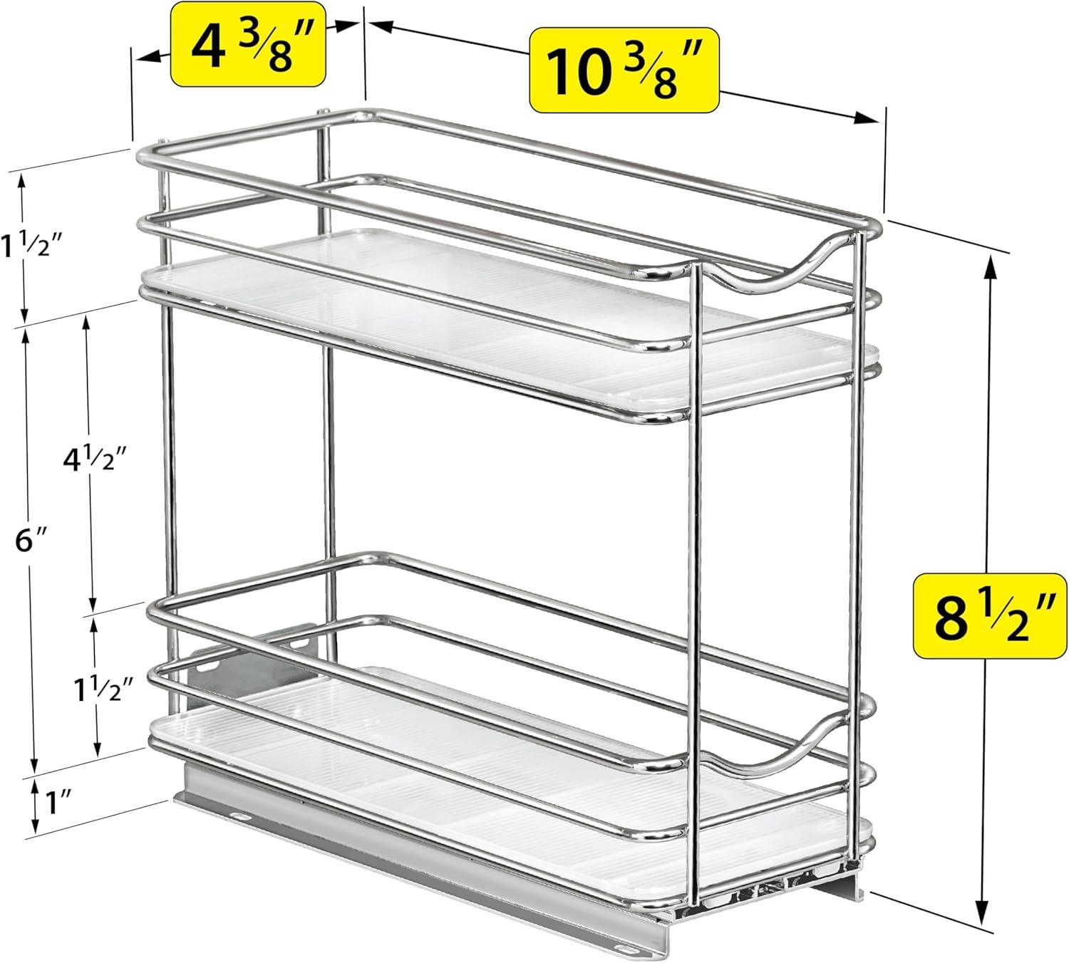 LYNK PROFESSIONAL® Pull Out Spice Rack Organizer for Cabinet - 2 Tier, Chrome