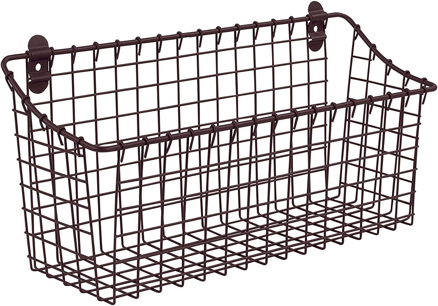 Bronze Rectangular Steel Wire Wall-Mounted Storage Basket