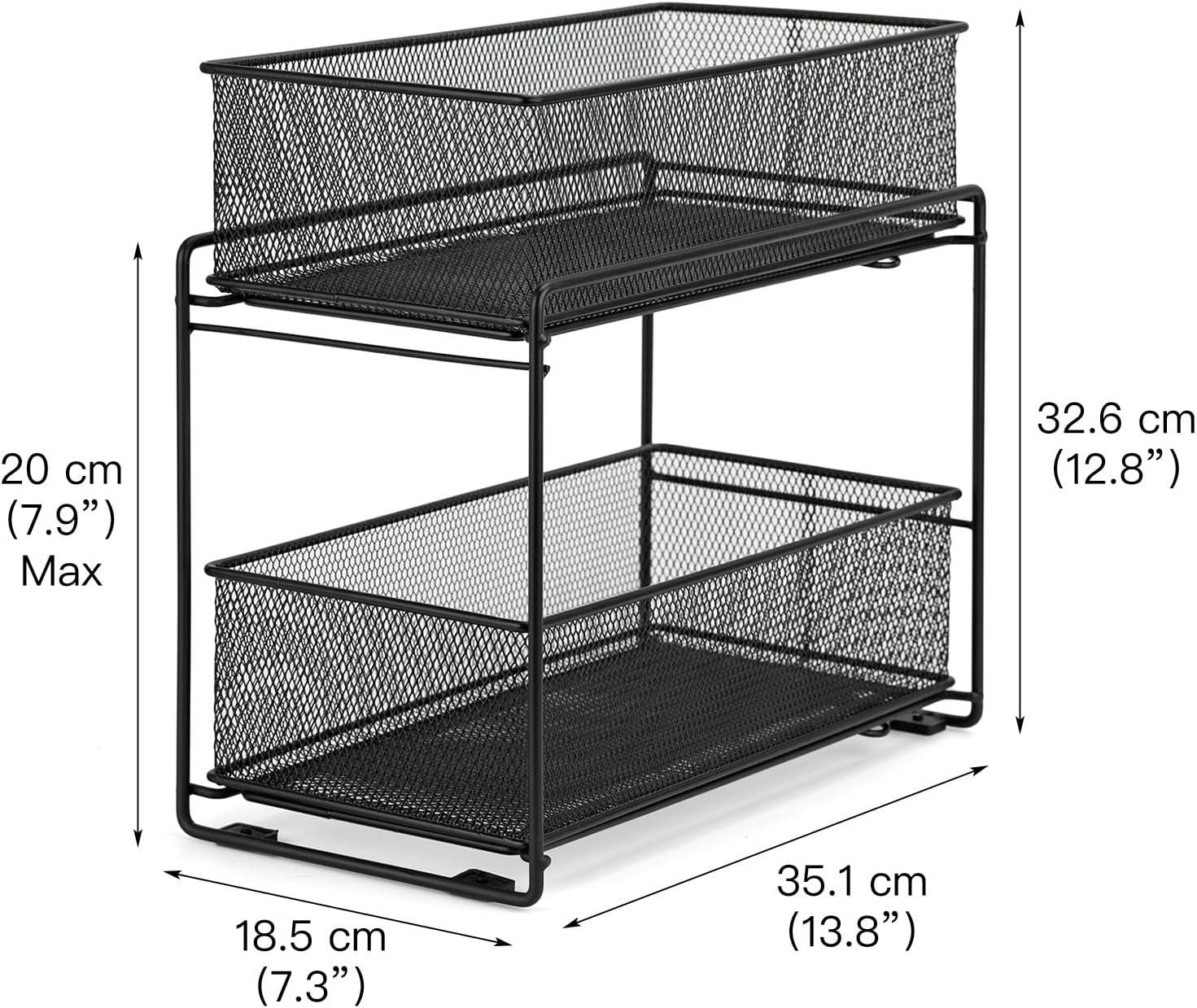 Sorbus 2 Tier Under the Sink Organizer Baskets with Mesh Sliding Drawers