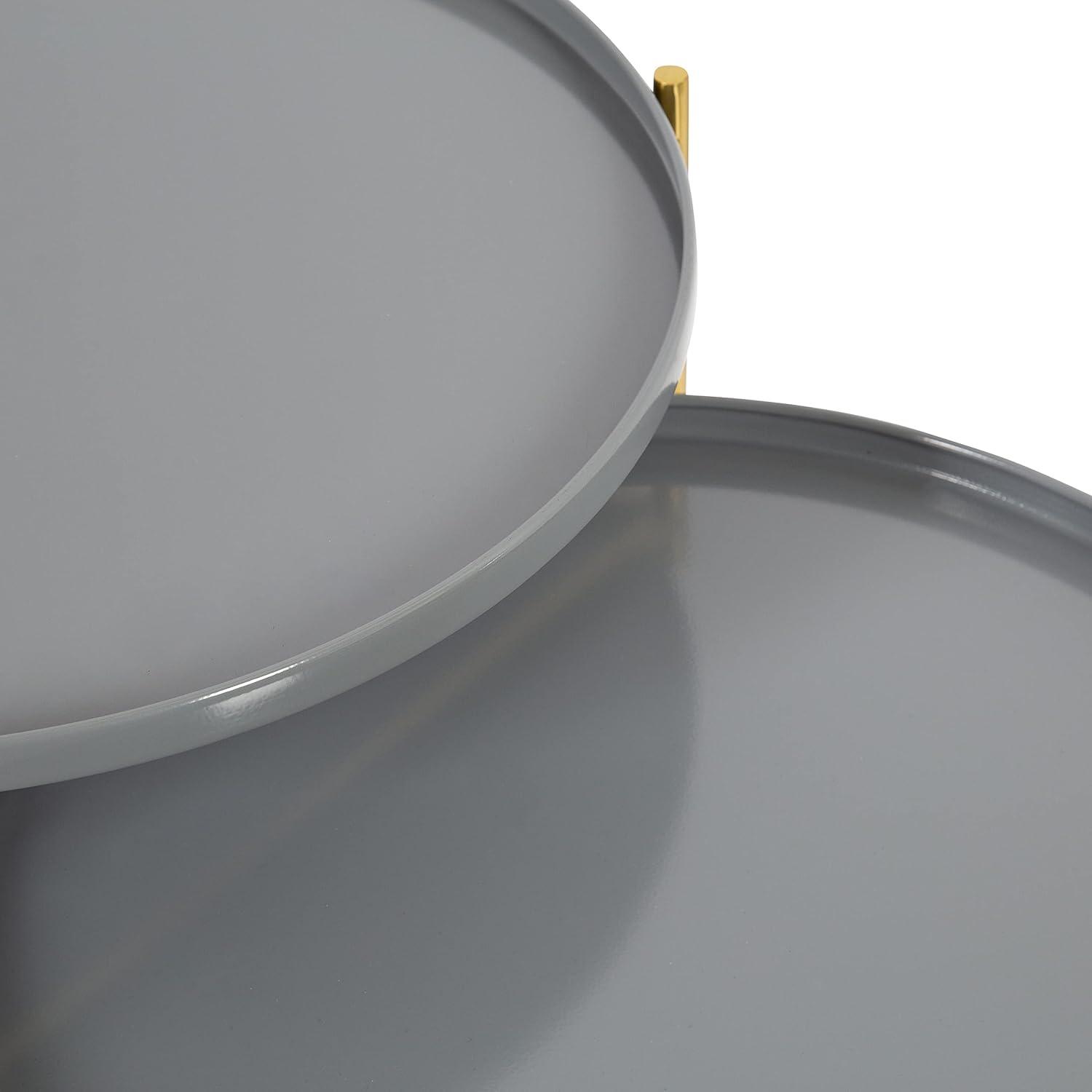 Kate and Laurel Ulani Round Metal Nesting Table, 2 Piece, Gray and Gold