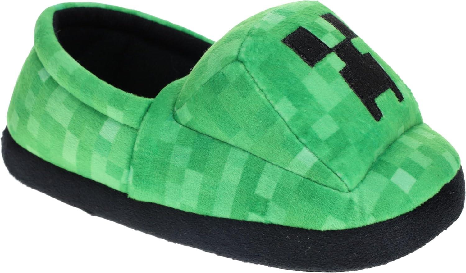 Green Minecraft Creeper Kids' Slip-On Slippers