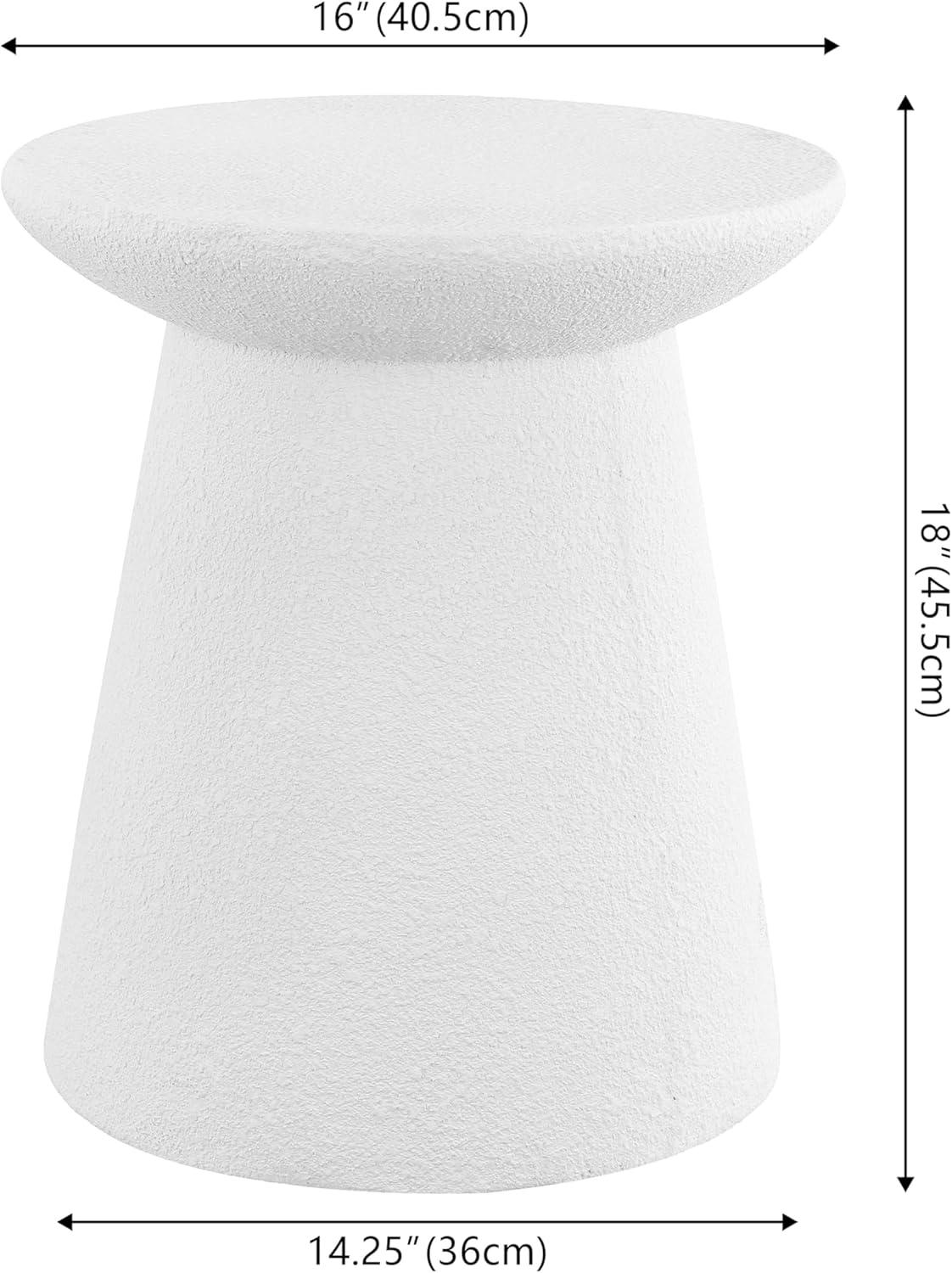Hollie 18" Minimalist Modern Drum Accent Table Pedestal, White Frosted - JONATHAN Y