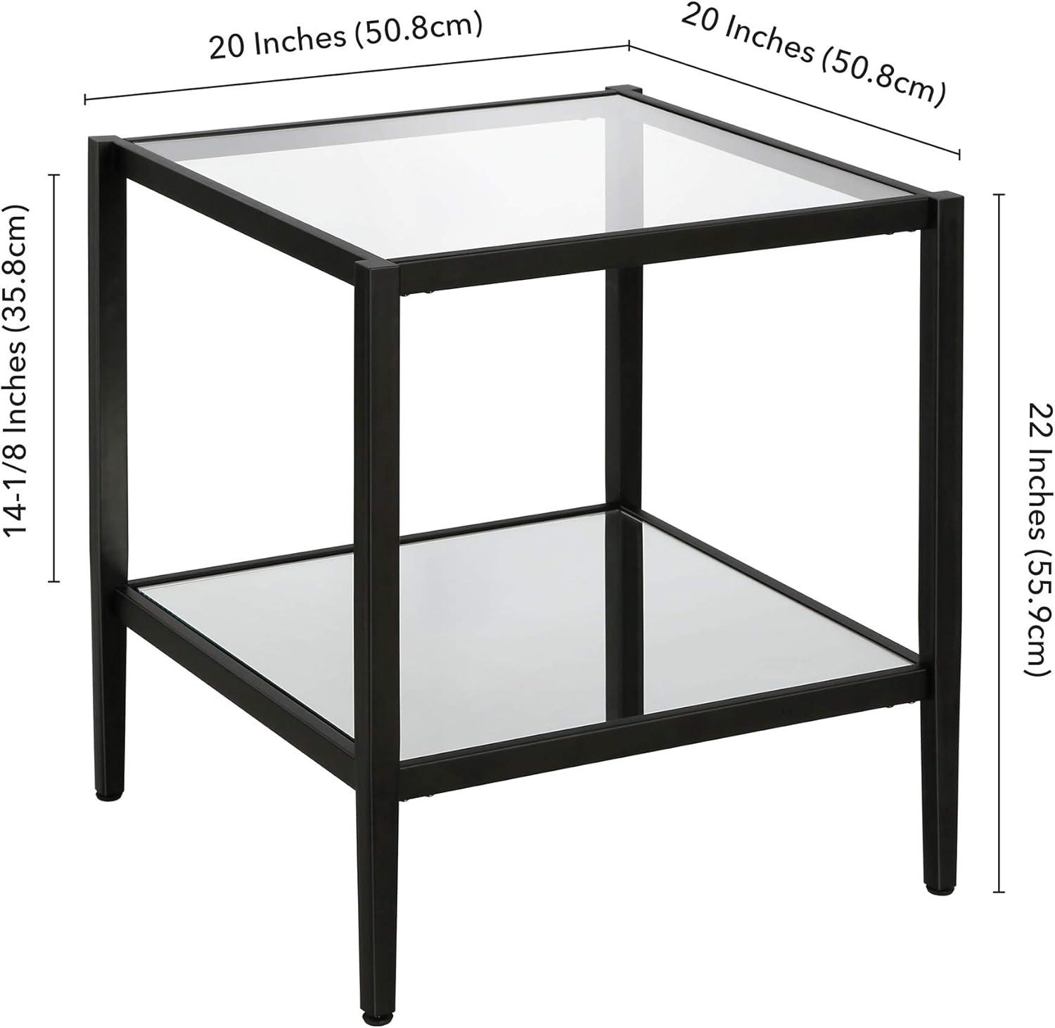 Evelyn&Zoe Hera 20" Wide Square Side Table with Mirror Shelf, Blackened Bronze