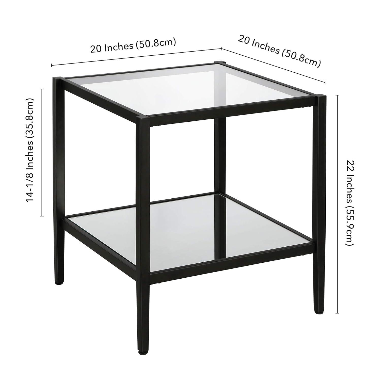 Evelyn&Zoe Hera 20" Wide Square Side Table with Mirror Shelf, Blackened Bronze