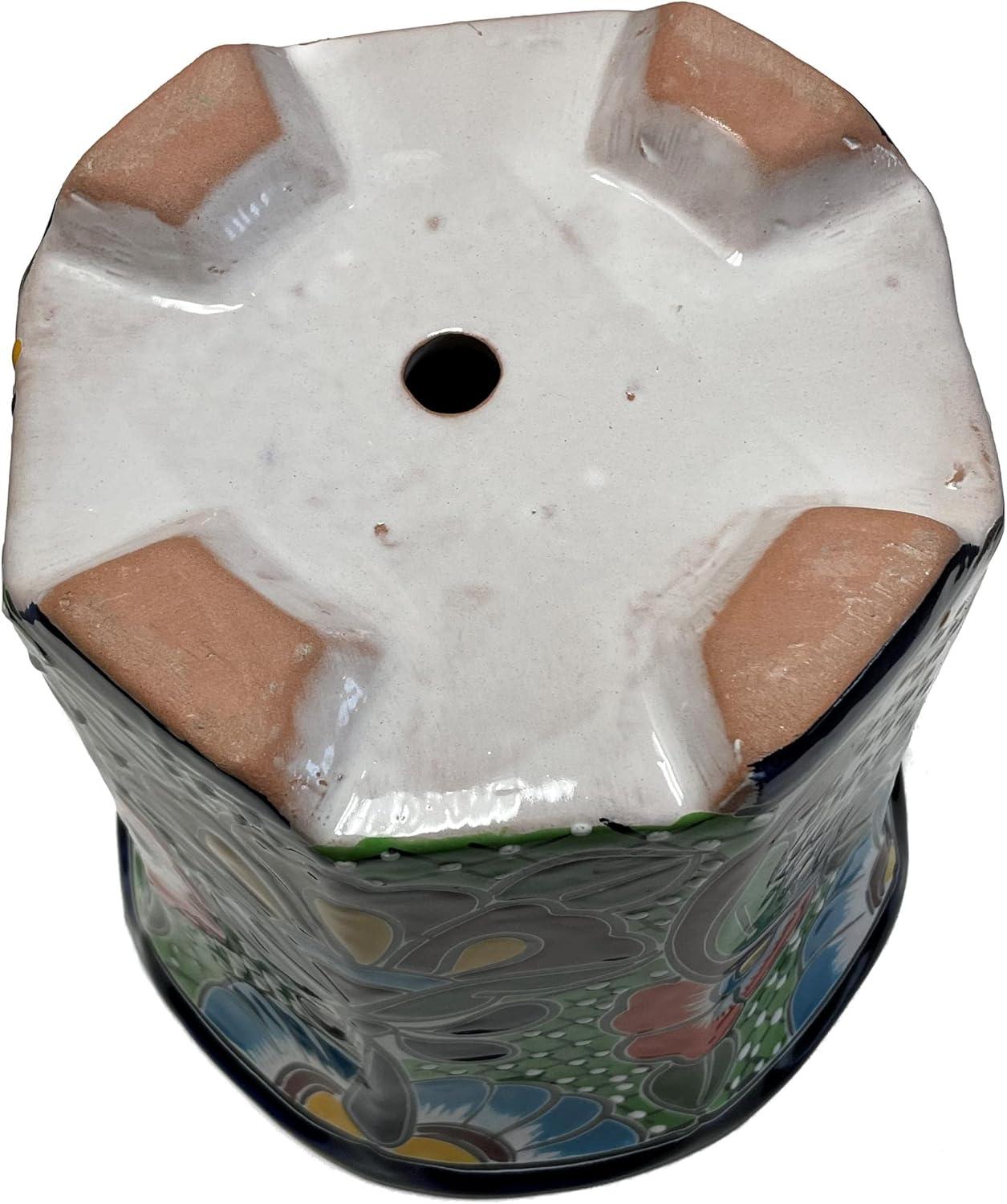 Indoors/Outdoors Sevina Mexican Colors Talavera Ceramic Garden Pot, Size: 10'' Overall Diameter x 9'' Height.