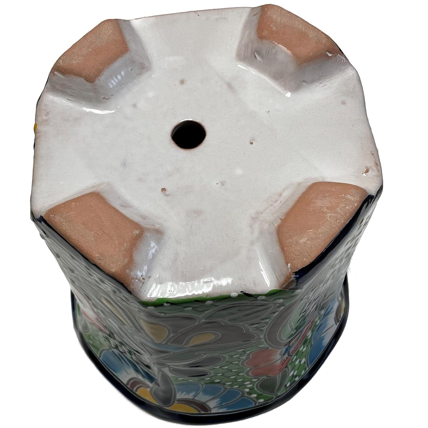 Indoors/Outdoors Sevina Mexican Colors Talavera Ceramic Garden Pot, Size: 10'' Overall Diameter x 9'' Height.