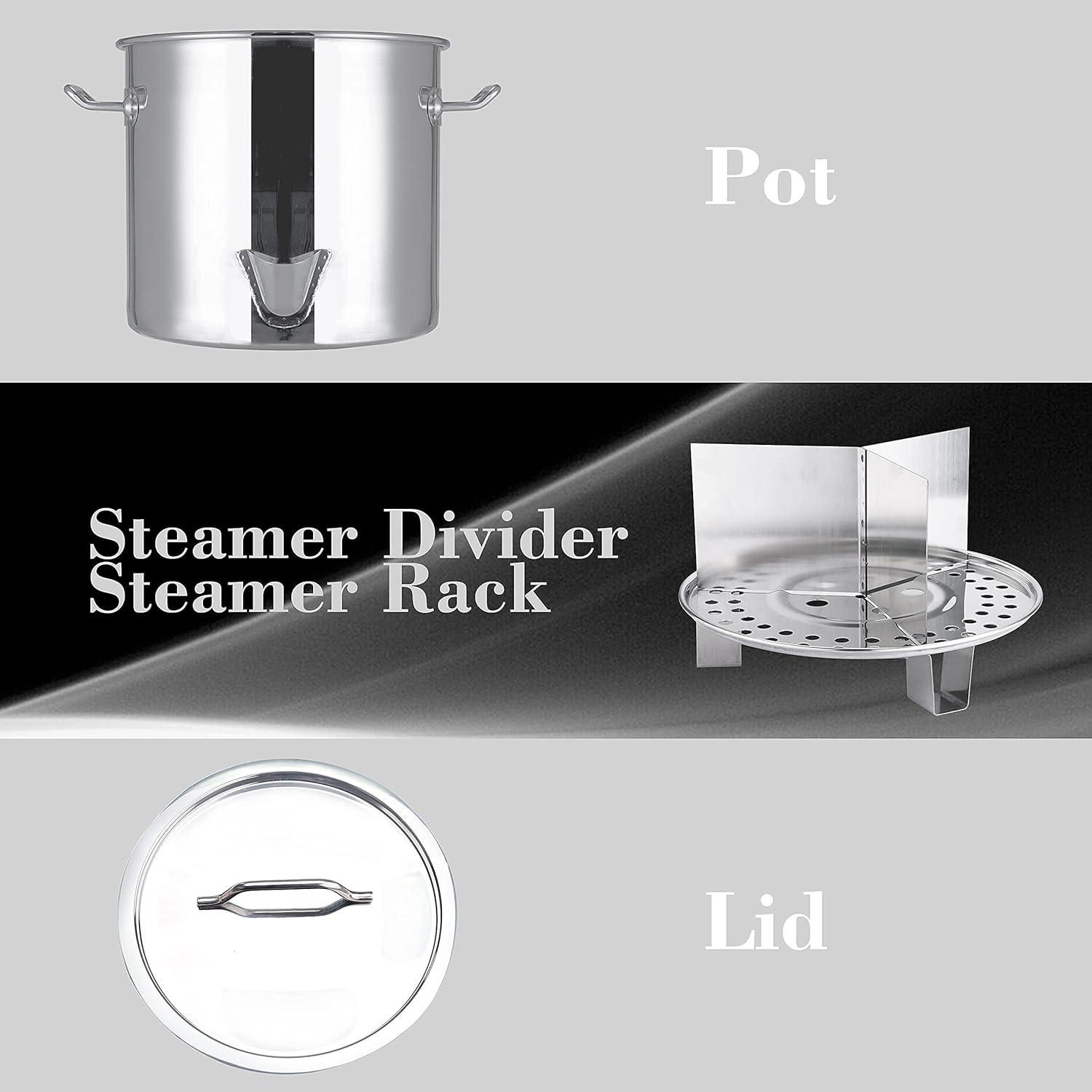 ARC USA Three in One 10 Gallon 40QT Stainless Steel Stock Pot Tamale Steamer with Lid & Steamer Rach