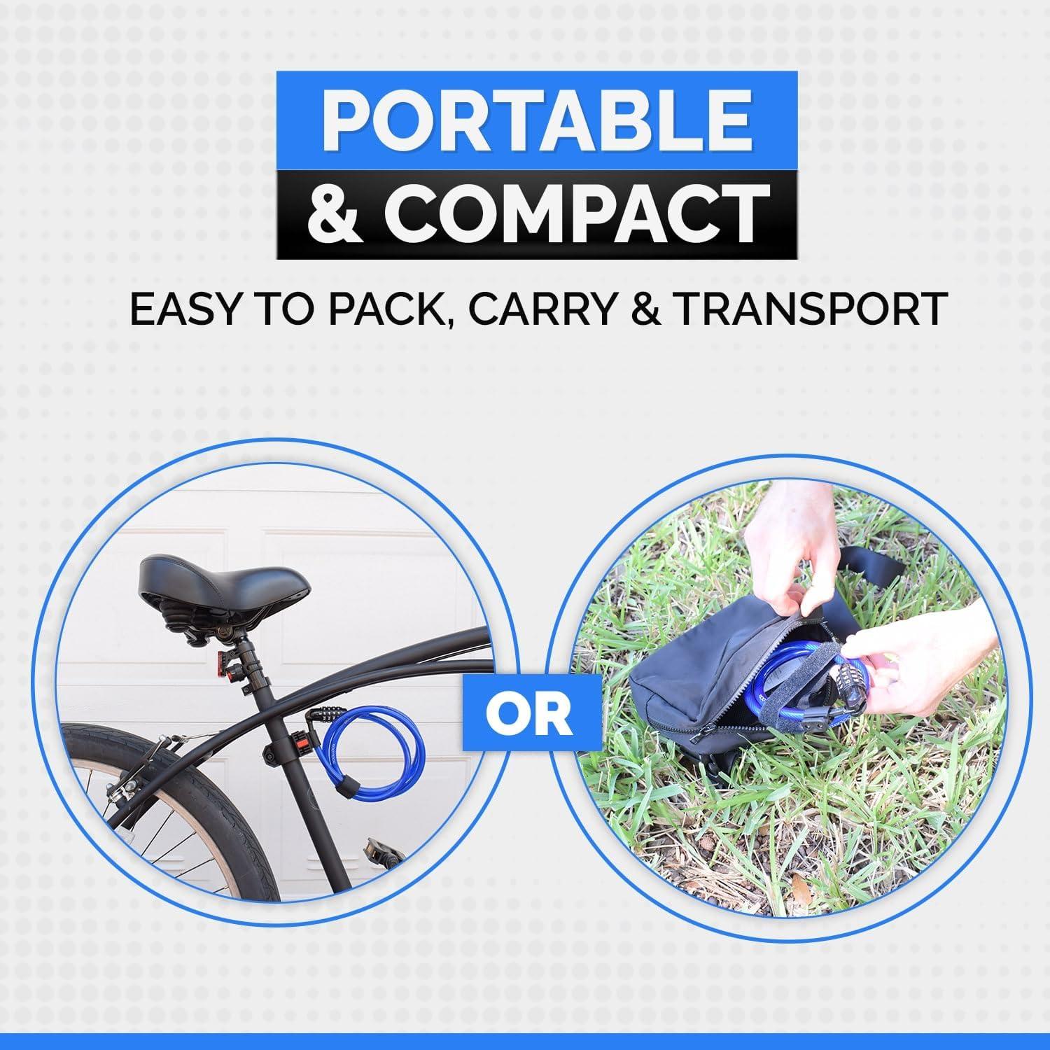DocksLocks 2ft Bike and Scooter Straight Security Cable Combination Lock - Lightweight, Anti-Theft, Weatherproof - 0.6 lb