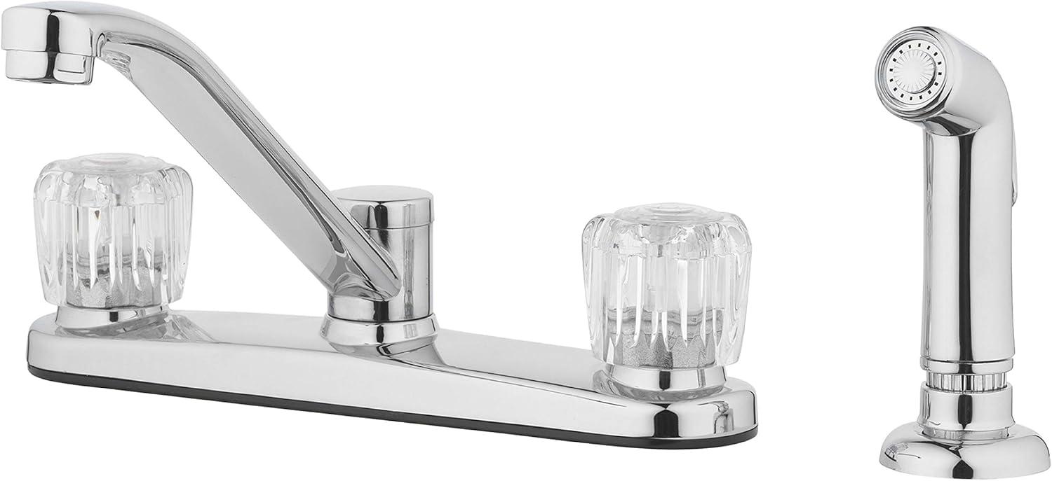 Aqua Vista Chrome Two Handle Kitchen Faucet with Side Spray