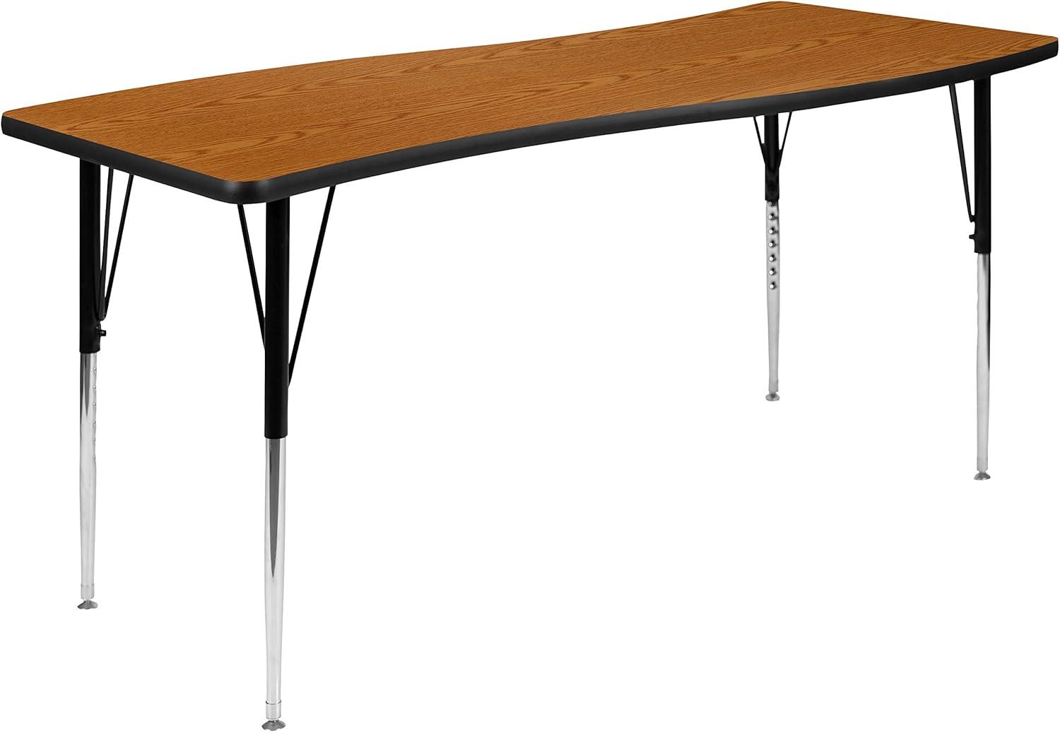 Flash Furniture Goddard 28"W x 47.5"L Rectangular Wave Collaborative Grey Adjustable Height Activity Table