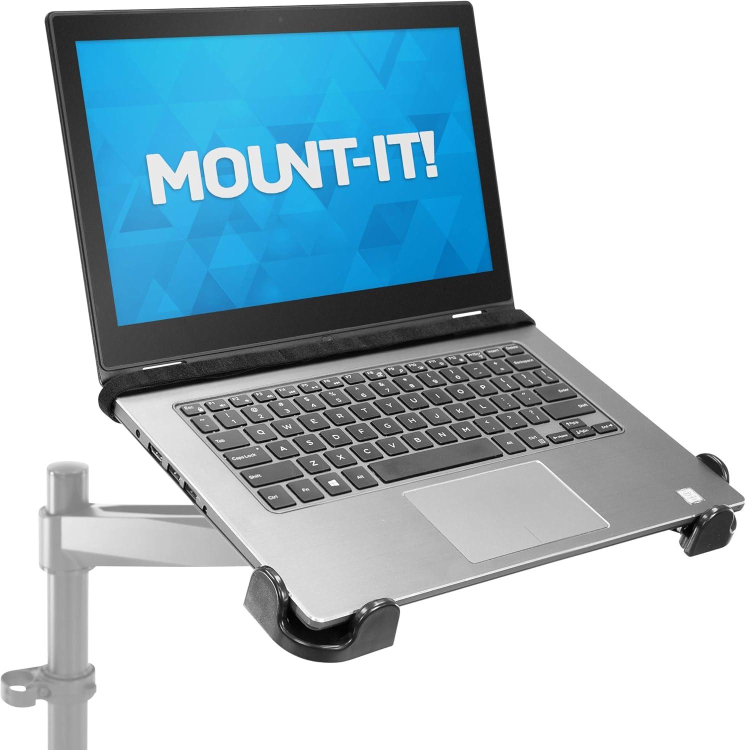 Mount-it Mount-It! VESA Clamp On Laptop Tray Notebook Holder Arm with Safety Strap and Safety Ledge Stopper