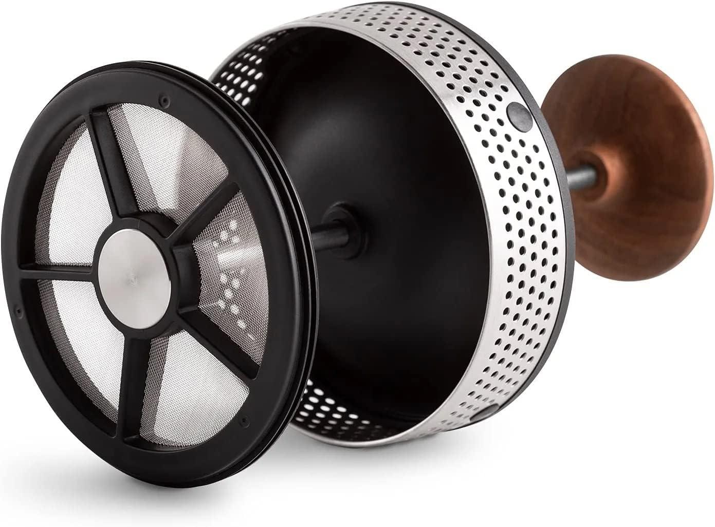 Matte Black and Walnut Insulated French Press Coffee Maker