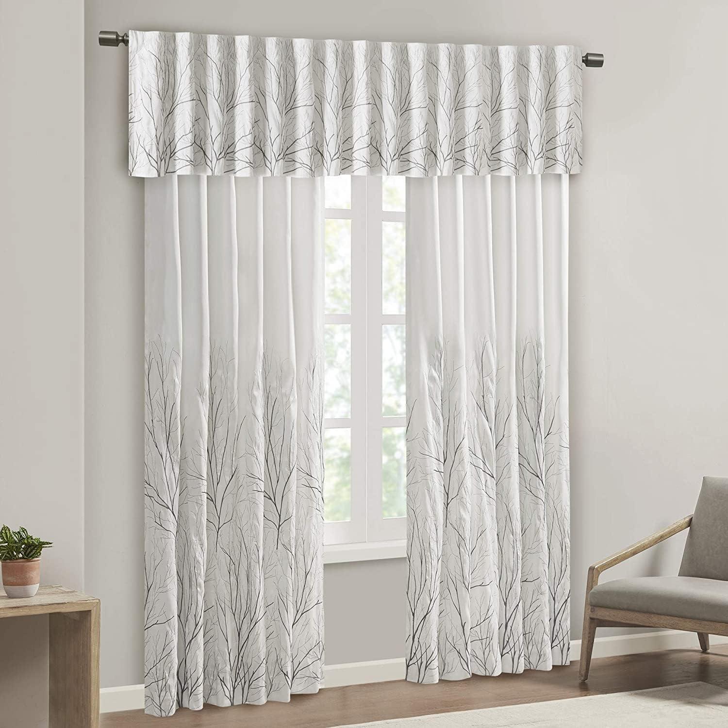 Andora Embroidered Branch Rod Pocket Single Curtain Panel