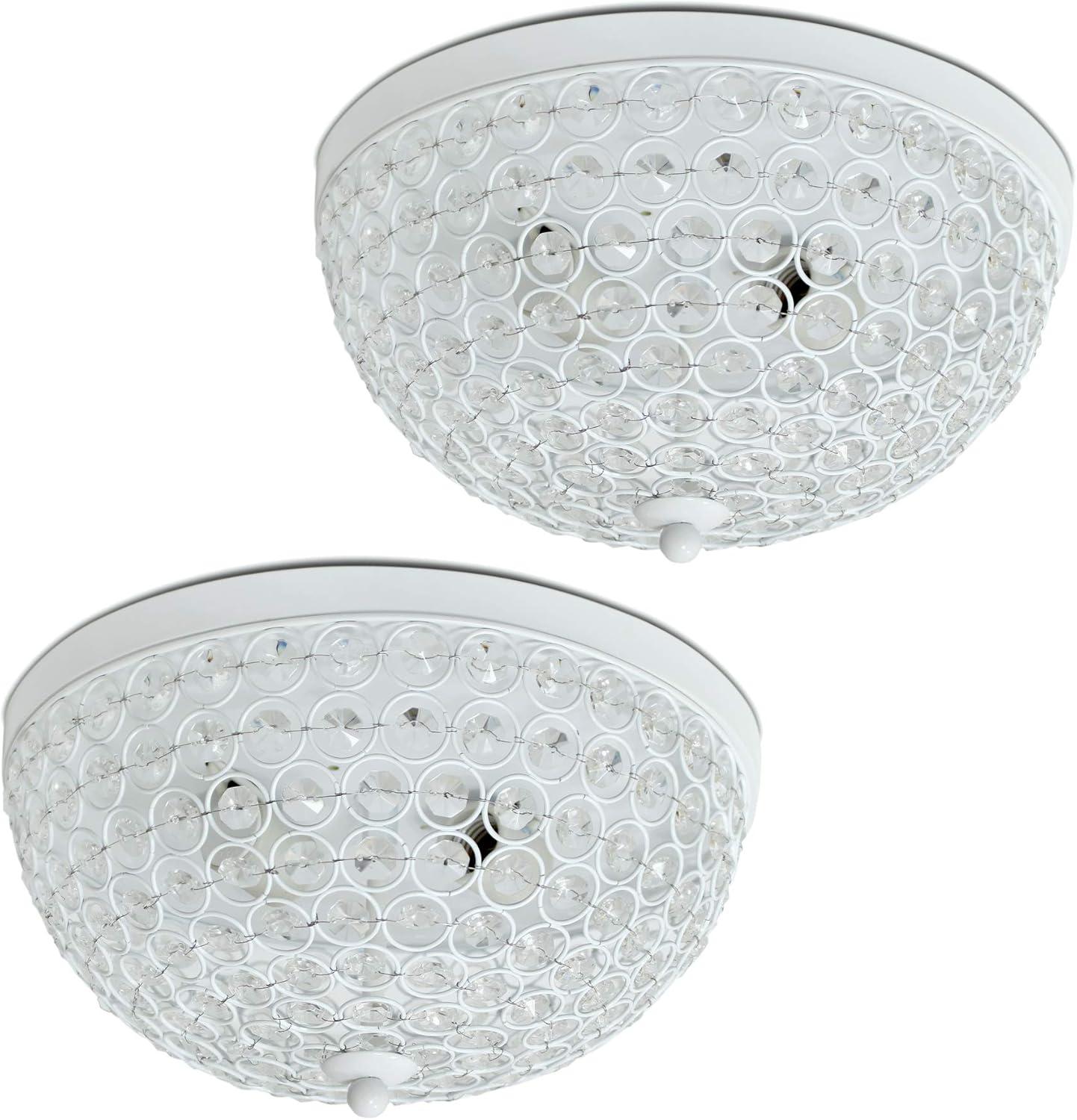 Set of 2 13" Elipse Crystal Flush Mount Ceiling Lights - Elegant Designs