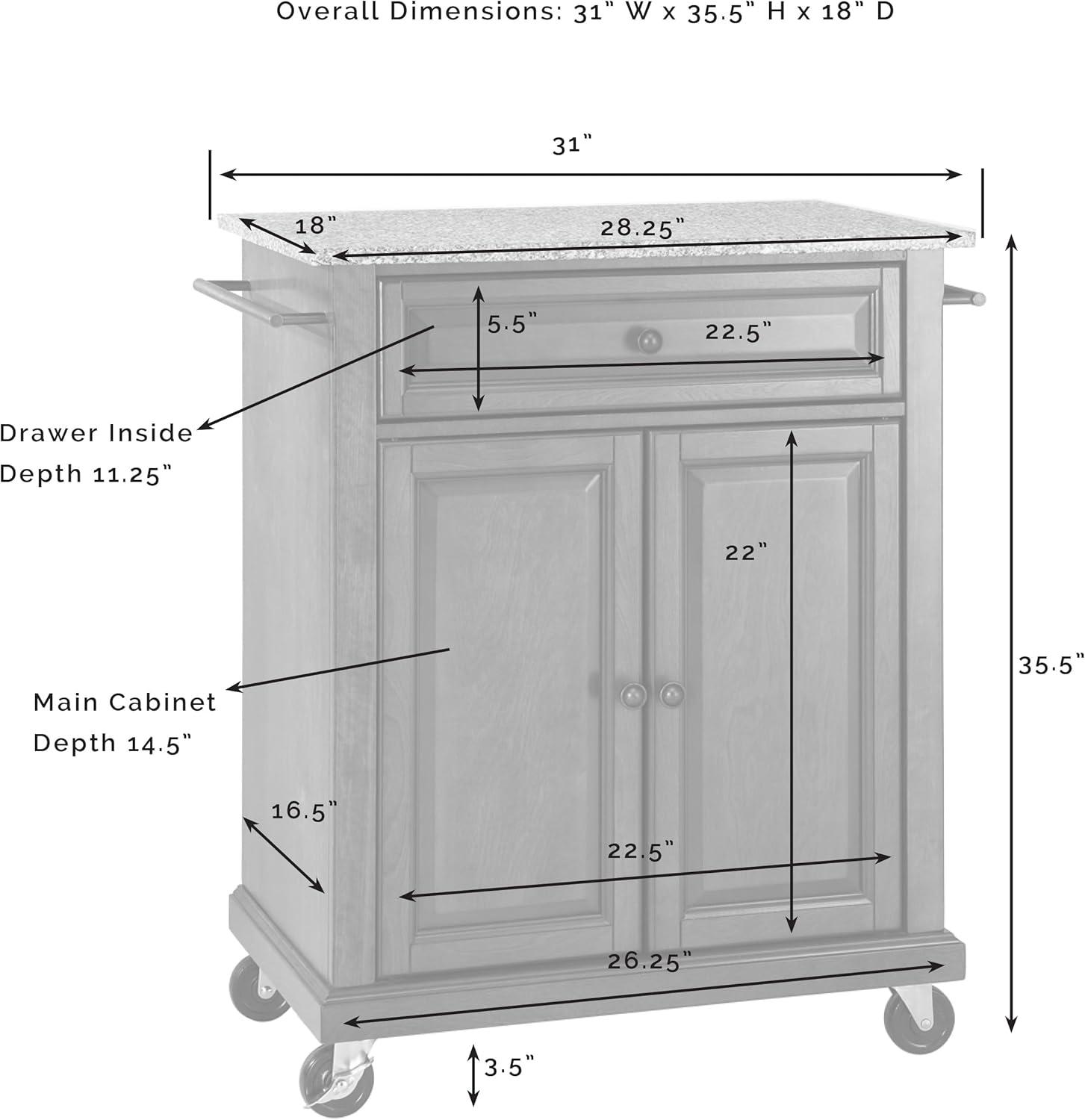 Solid Granite Top Portable Kitchen Cart/Island - Crosley