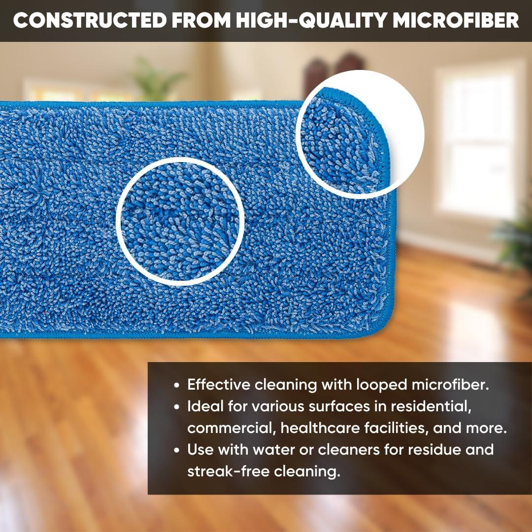Microfiber Wholesale™ 24 inch Microfiber Mop Pads - Machine Washable, Reusable, Refills & Replacement Wet Mop Heads Compatible with Any Microfiber Flat Mop System (3 Pack)