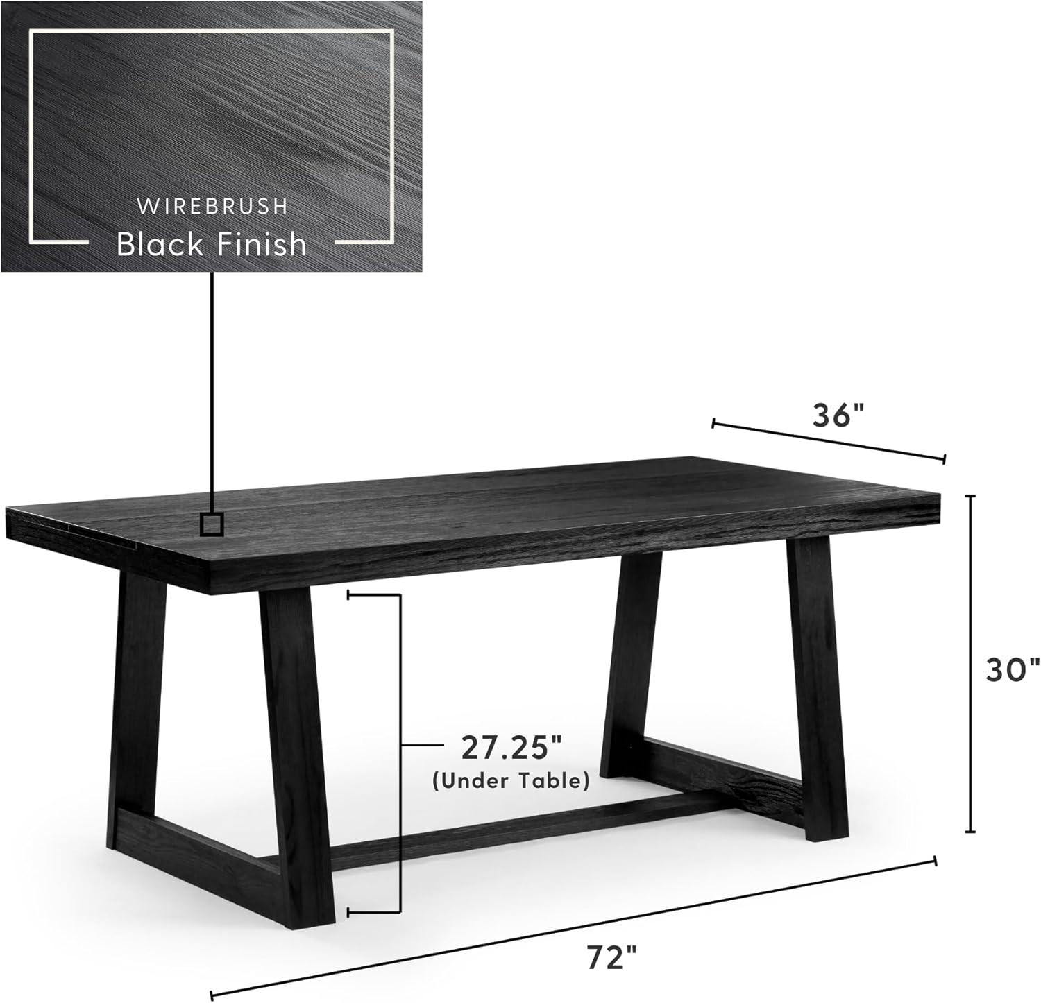 Plank+Beam Farmhouse 72" Dining Table, Solid Wood Rectangular Kitchen Table for 6 People