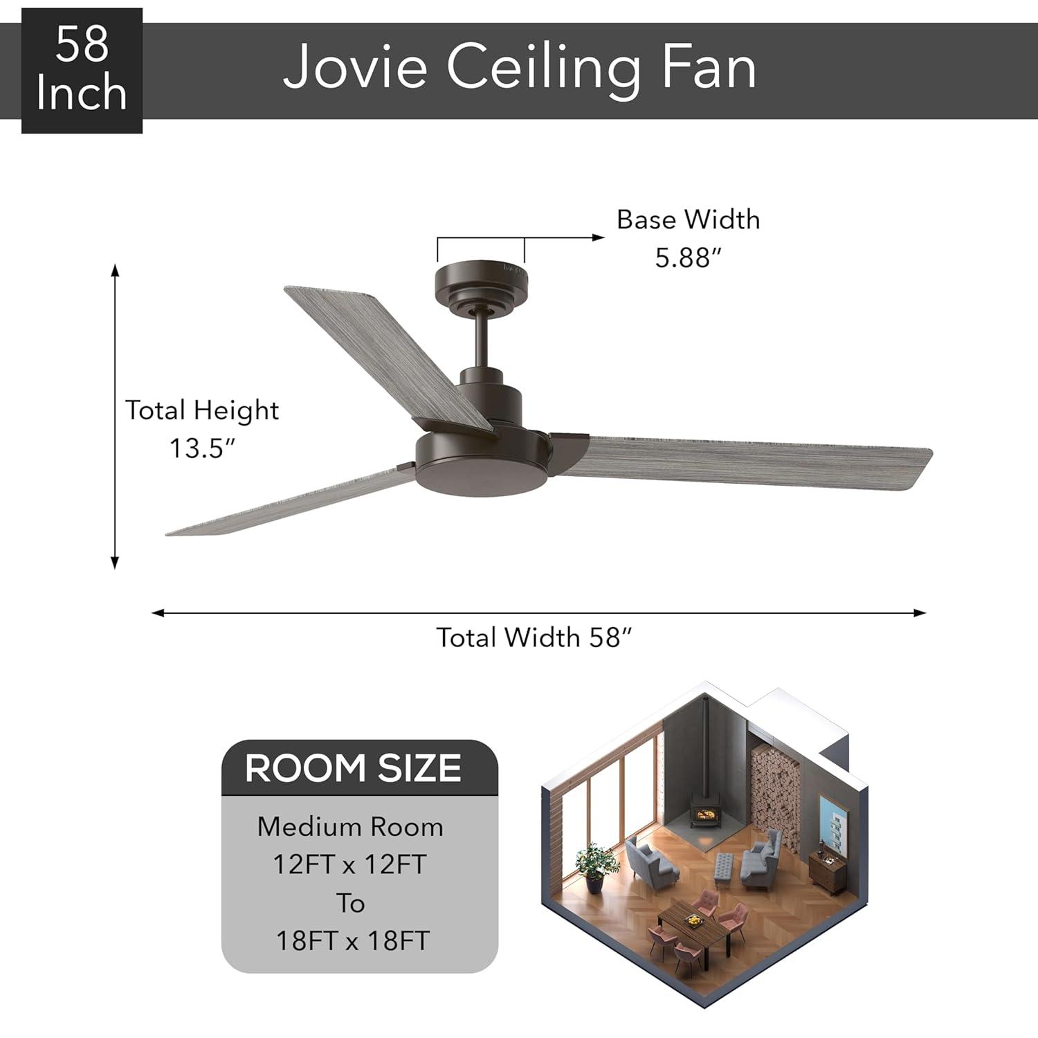 Midnight Black 58" Ceiling Fan with Reversible Blades and Remote
